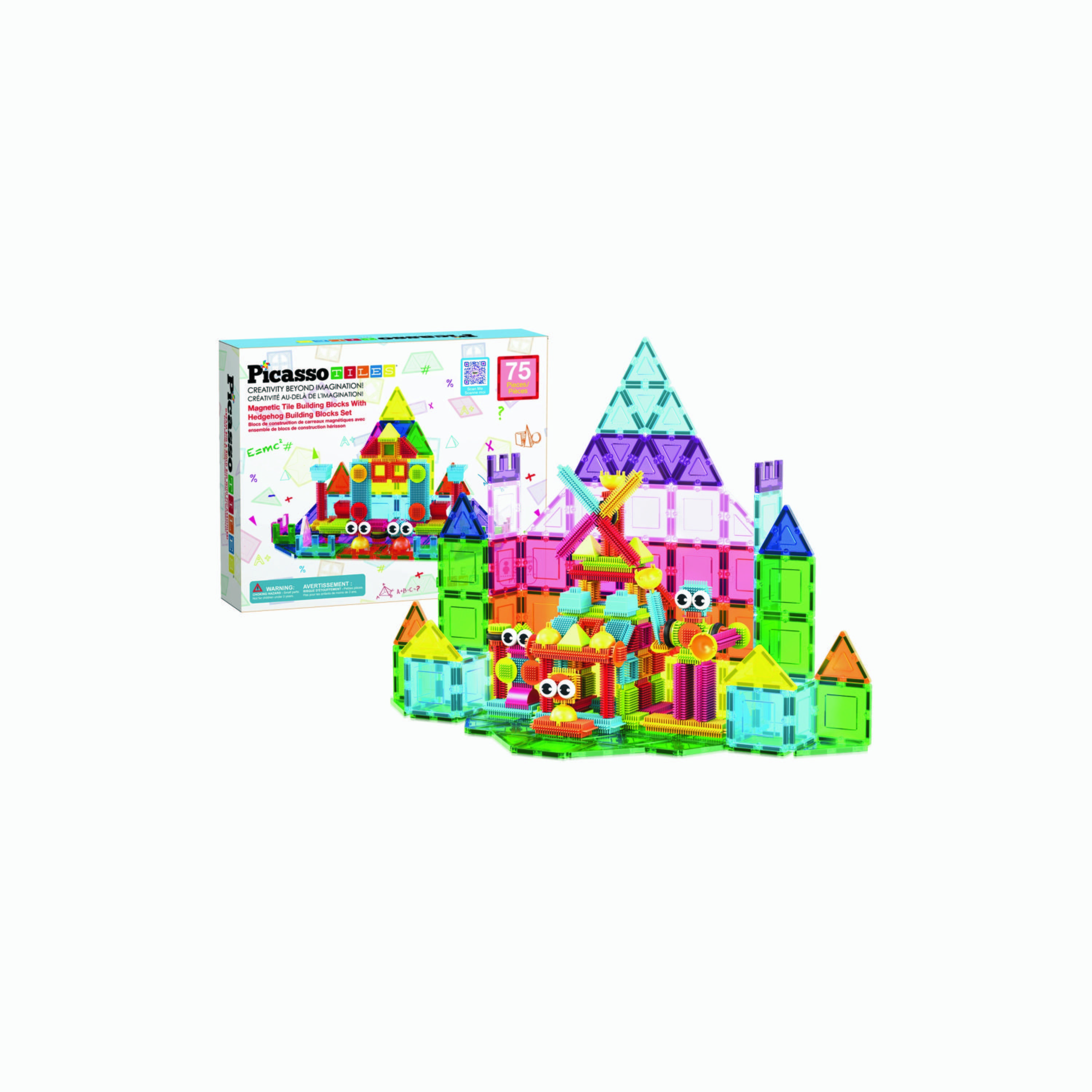 Picasso Tiles 75-Piece Magnetic Tiles with Hedgehog 2-In-1 Building Block Set-toys-buildingblocks-magnetictoys-image-2