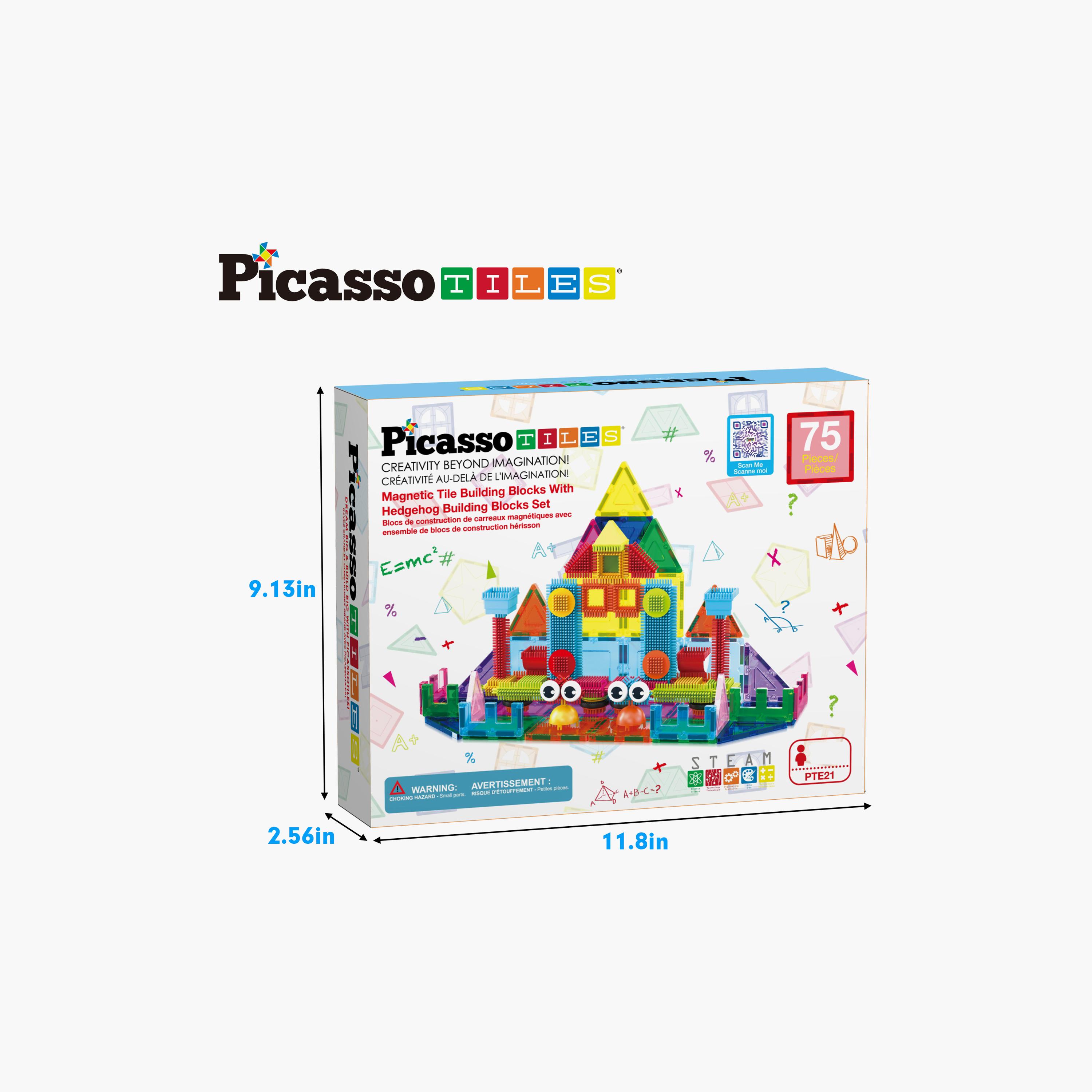 Picasso Tiles 75-Piece Magnetic Tiles with Hedgehog 2-In-1 Building Block Set-toys-buildingblocks-magnetictoys-image-7