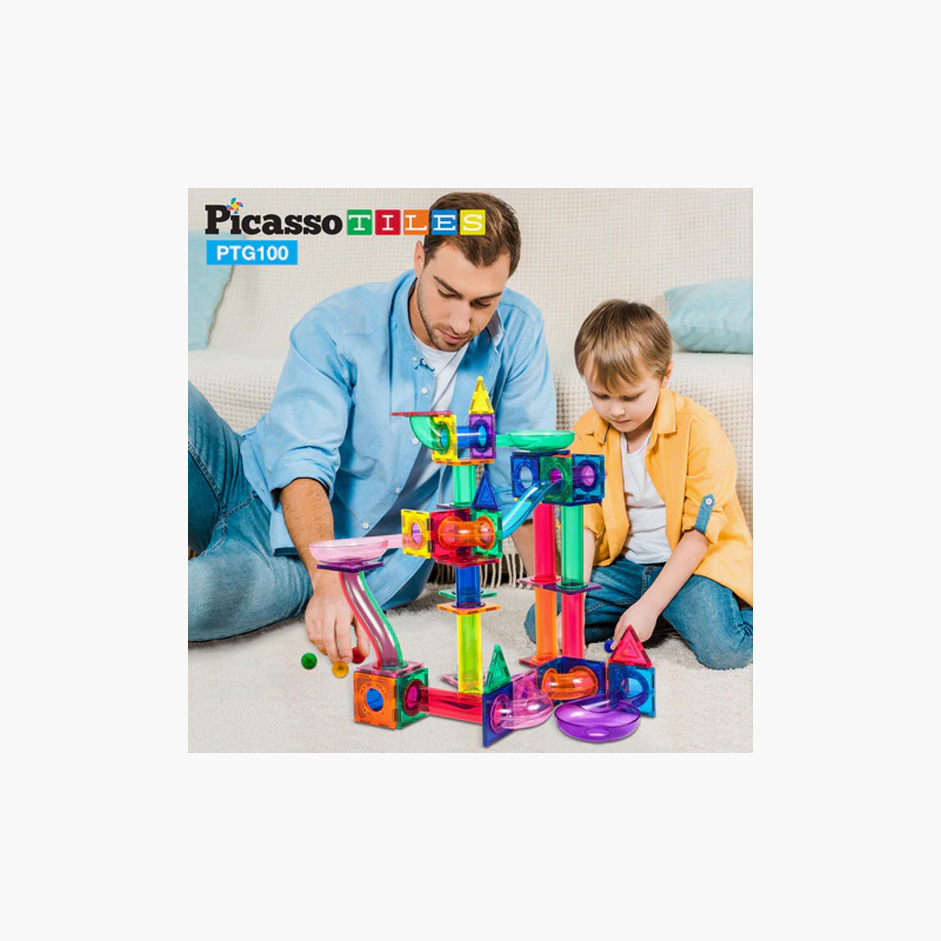 مجموعة ألعاب مسار سباق البلاط المغناطيسي مكونة من 100 قطعة من بيكاسو تايلز-toys-buildingblocks-magnetictoys-image-2