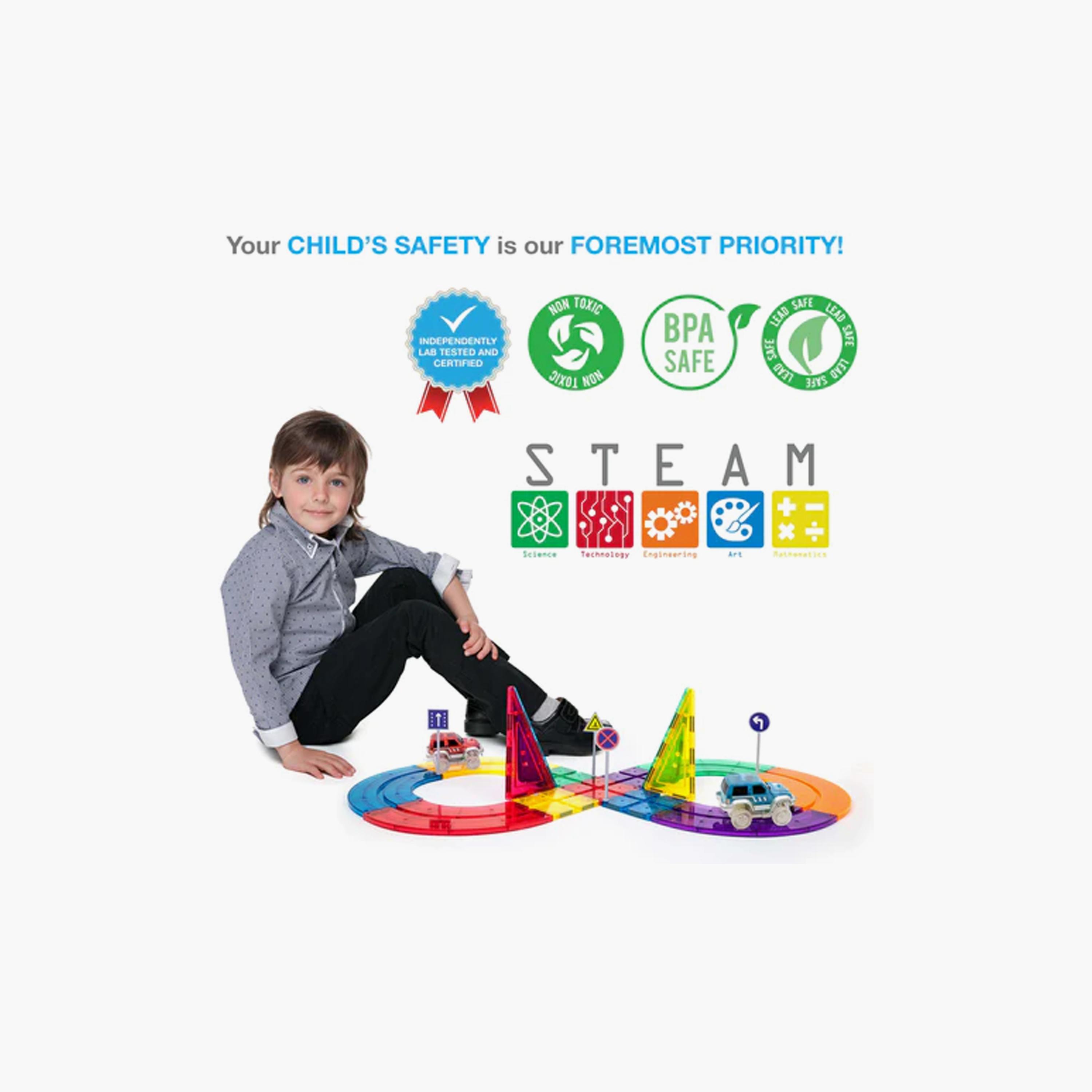 Picasso Tiles 50-Piece Magnetic Building Block Race Track Set-toys-buildingblocks-magnetictoys-image-5