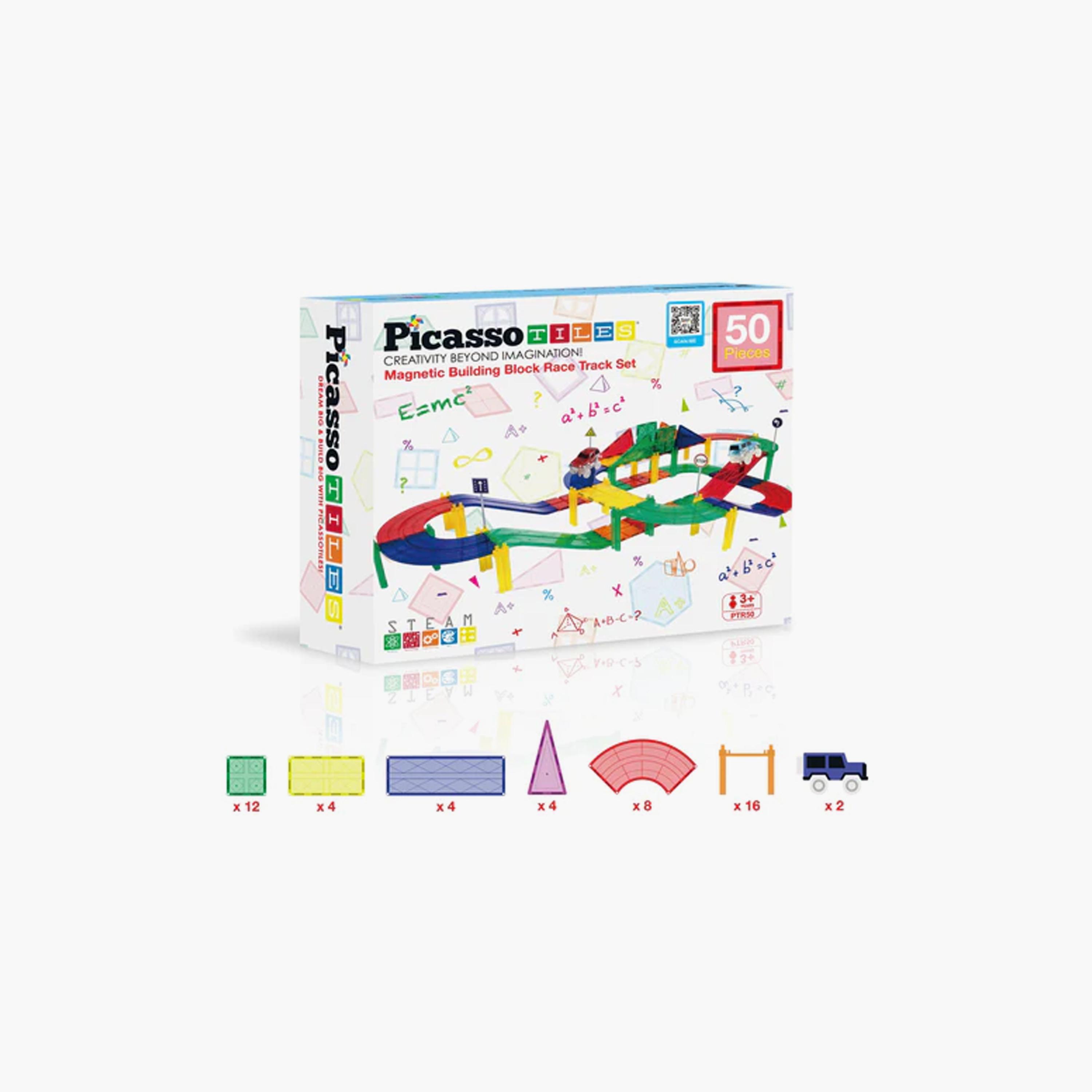 Picasso Tiles 50-Piece Magnetic Building Block Race Track Set-toys-buildingblocks-magnetictoys-image-7