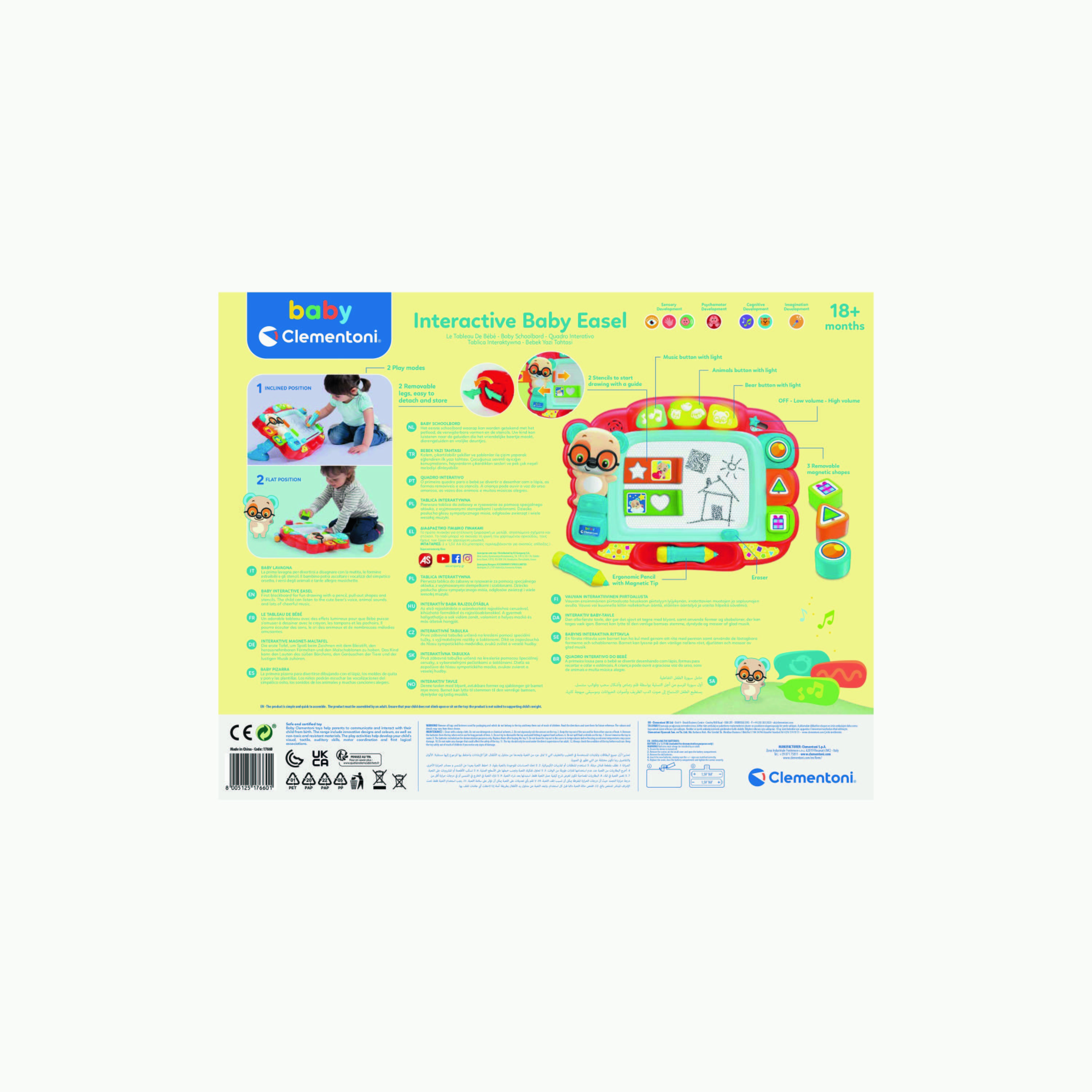 Clementoni Battery Operated Baby Interactive Magnetic Easel - Multicolour-toys-educational-readingandwriting-image-3