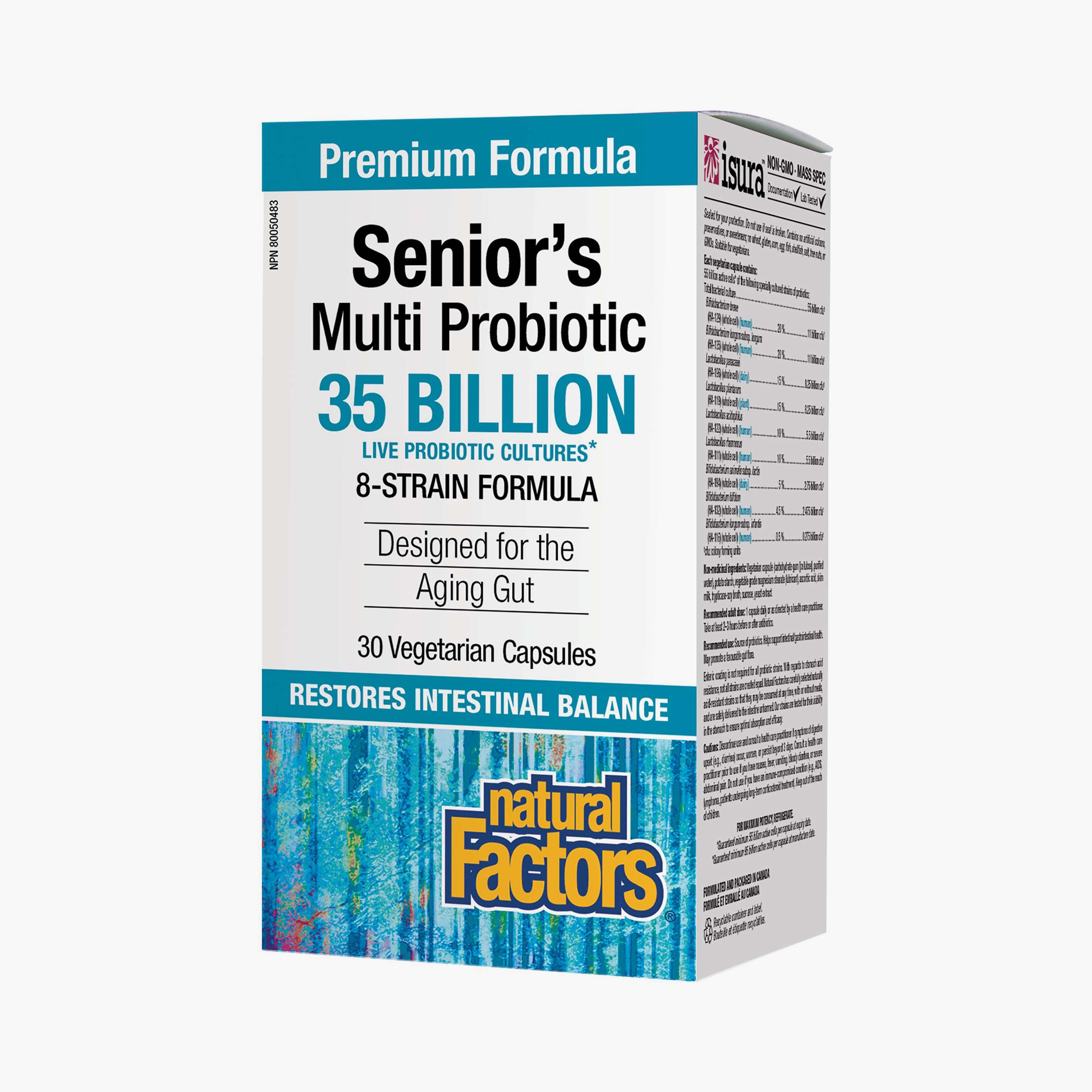 Natural Factors Seniors Multi Probiotic 35 Billion Active Cells 30 Veggie Capsules-sports-nutrition-prepostworkout-image-1