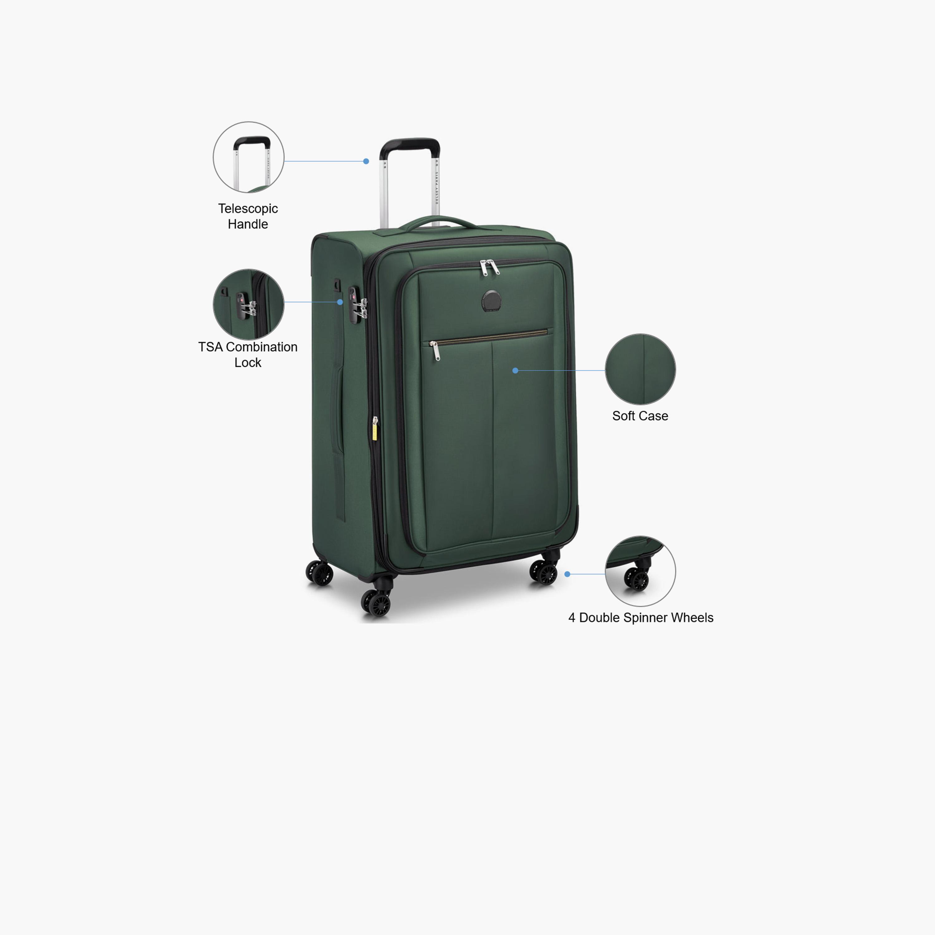 Delsey Paris Pin Up 79 CM Large Check-in Polyester Soft Sided 4-Wheeler Spinner Trolley Bag with TSA Combination Lock-travel-luggagesandbags-luggage-image-3