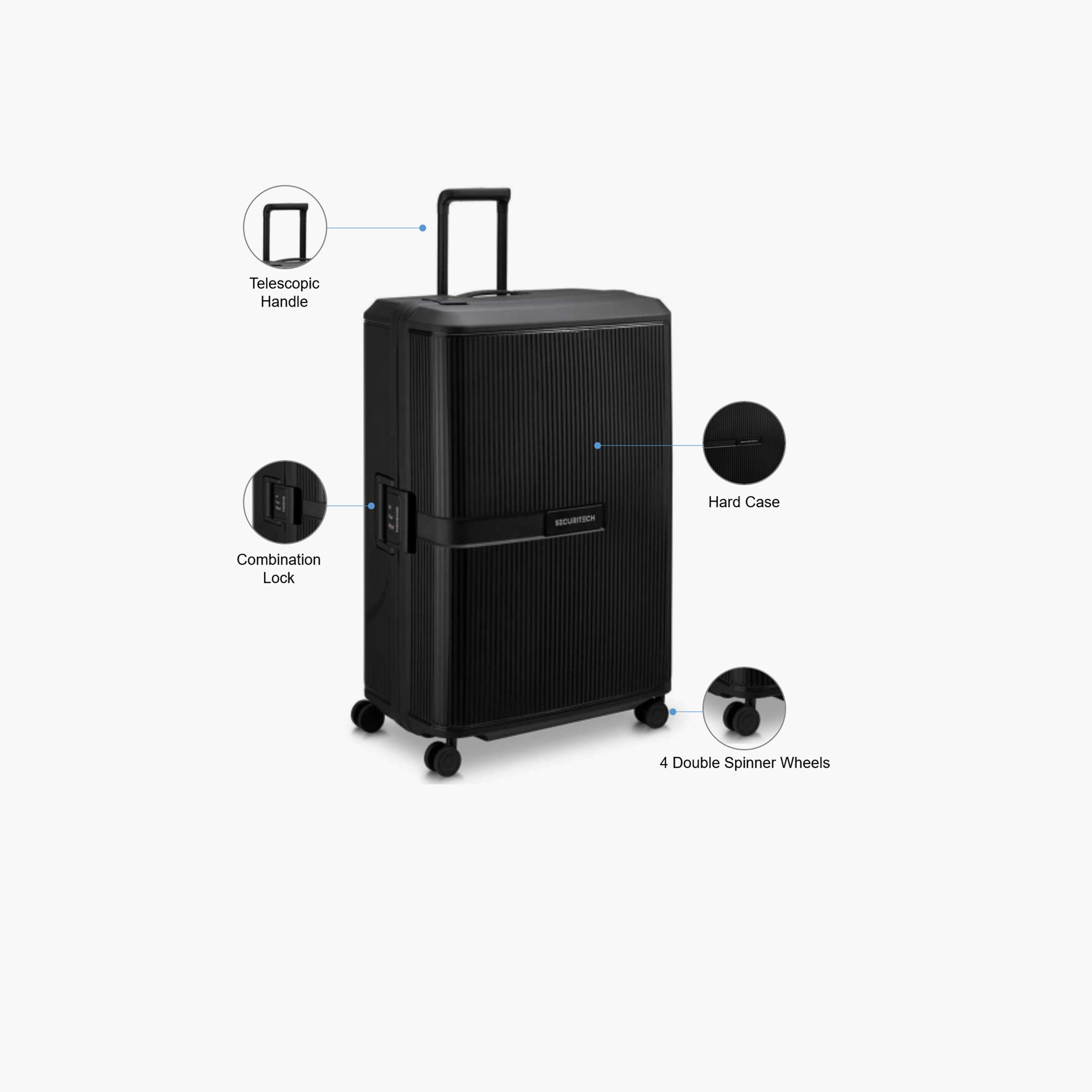 Delsey Paris Stone 82 CM Large Check-in Polypropylene Hard Sided 4-Wheeler Spinner Trolley Bag with TSA Combination Lock-travel-luggagesandbags-luggage-image-3