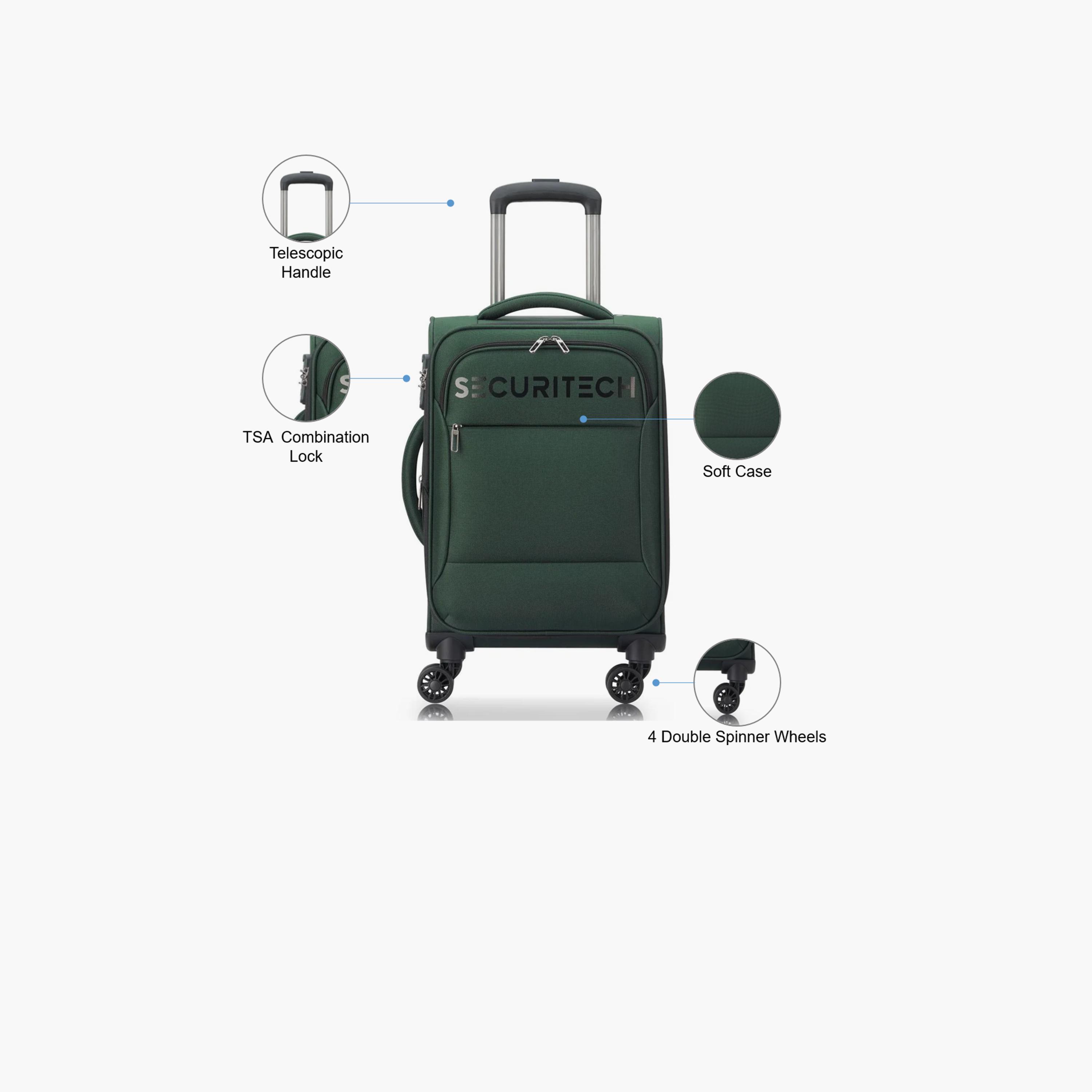 Delsey Paris Vanguard 54.5 CM Small Cabin Polyester Soft Sided 4-Wheeler Spinner Trolley Bag with TSA Combination Lock-travel-luggagesandbags-luggage-image-3