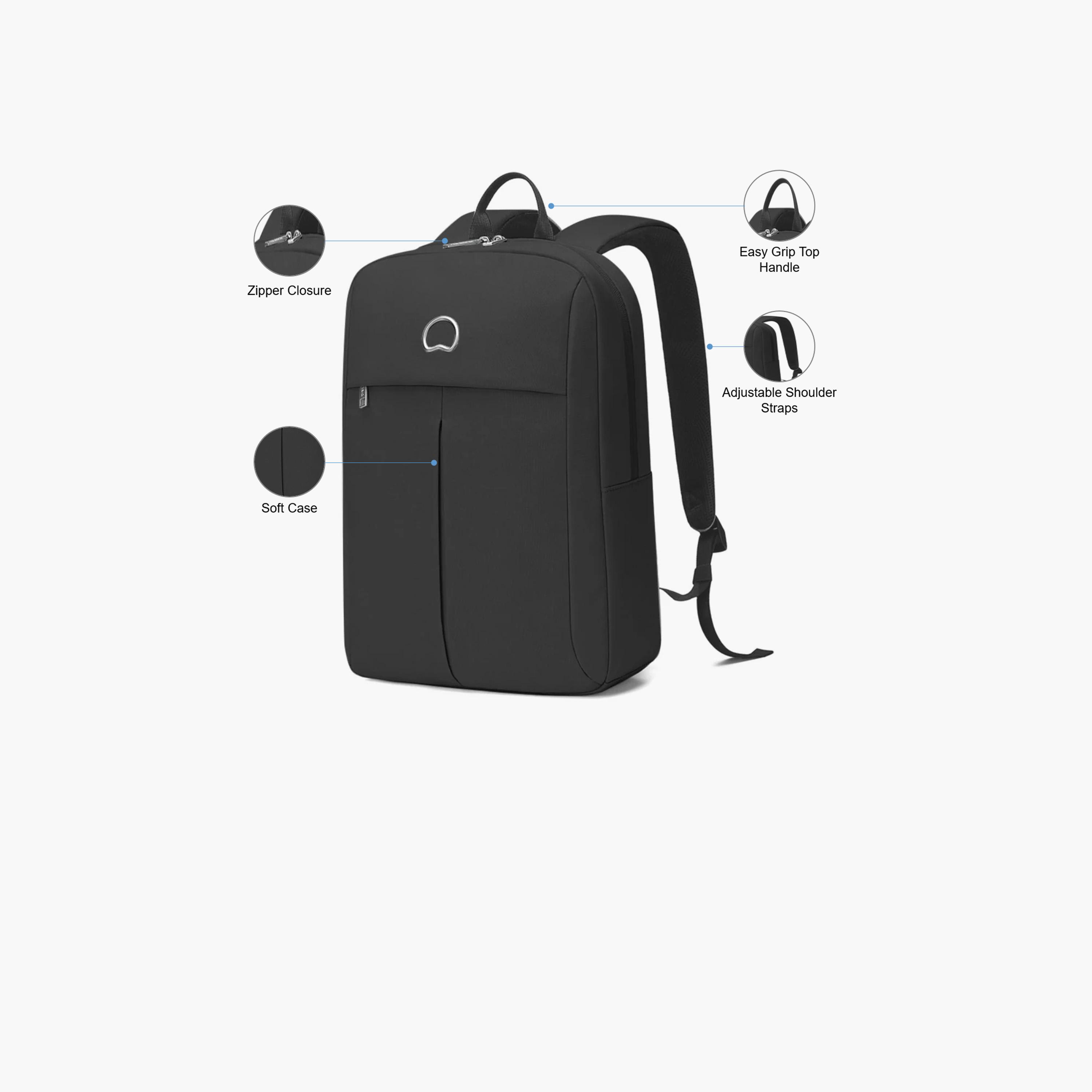 Delsey Paris 18L Laptop Backpack with Adjustable Shoulder Strap | 335888-travel-luggagesandbags-backpacks-image-3