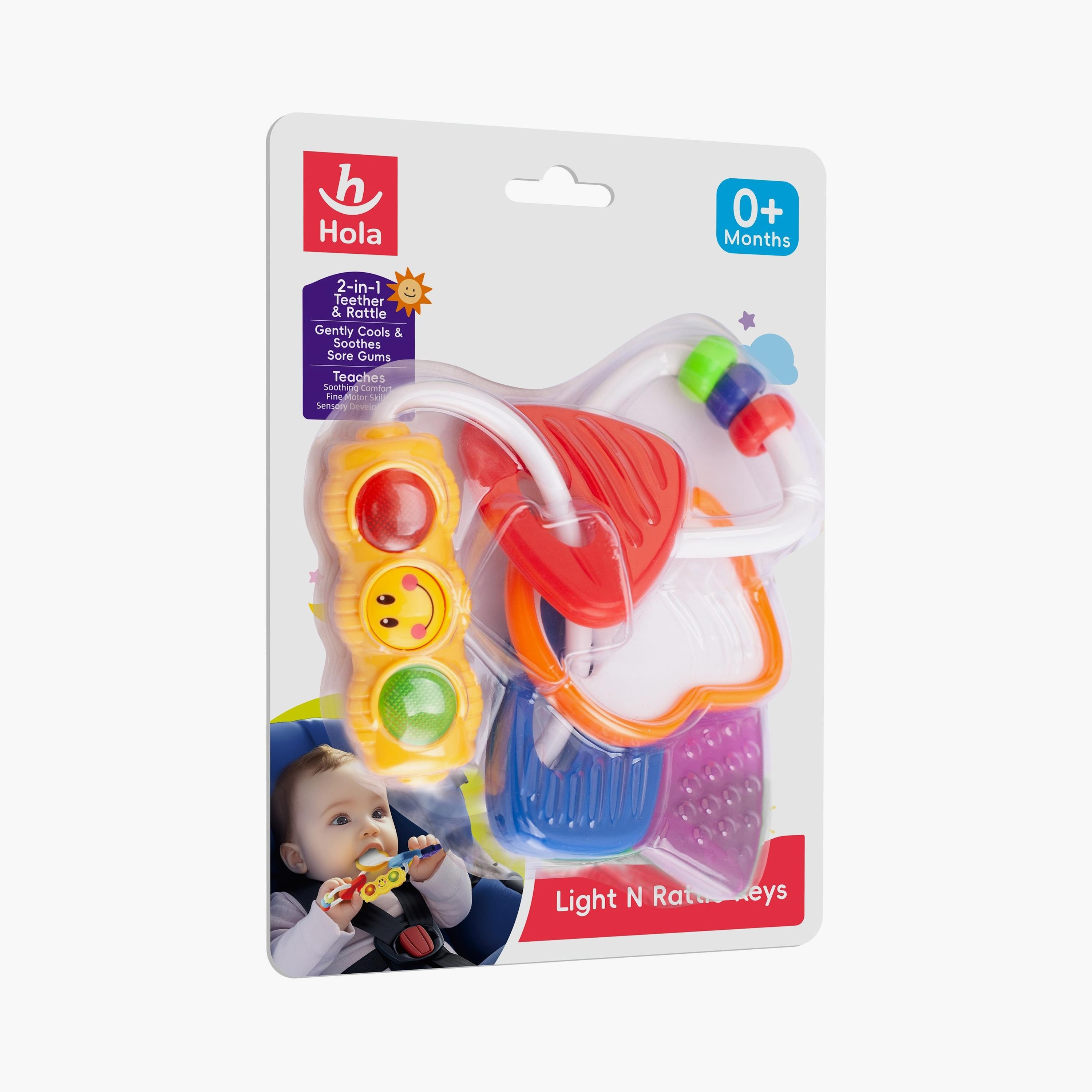 Hola 2-in-1 Light & Rattle Keys Baby Teether Activity Toy - 0 Months+-toys-babyandtoddlertoys-rattlesandteethers-image-4