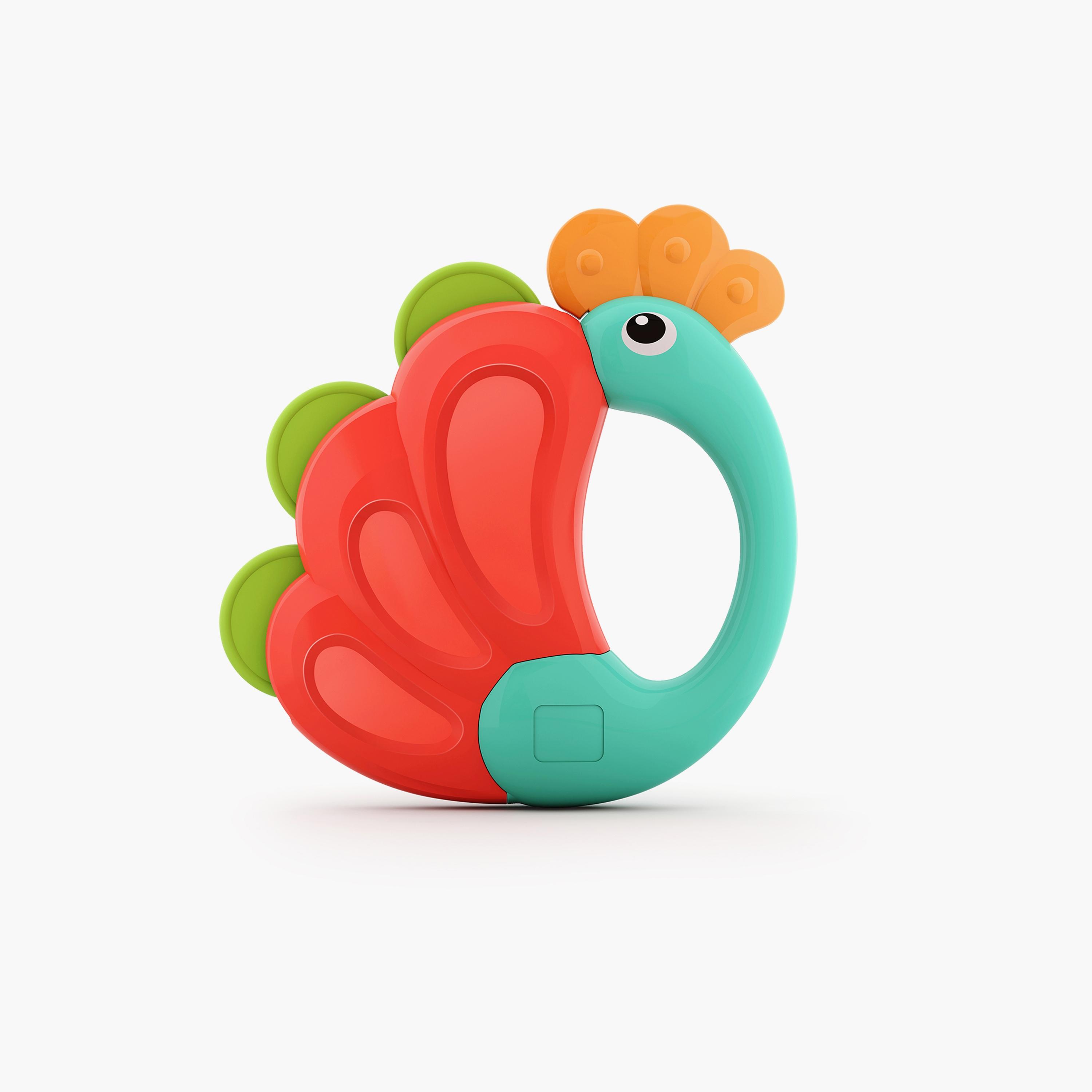 Hola Peacock Orchestra Rattle Baby Teether Activity Toy - 3 Months+-toys-babyandtoddlertoys-rattlesandteethers-image-1