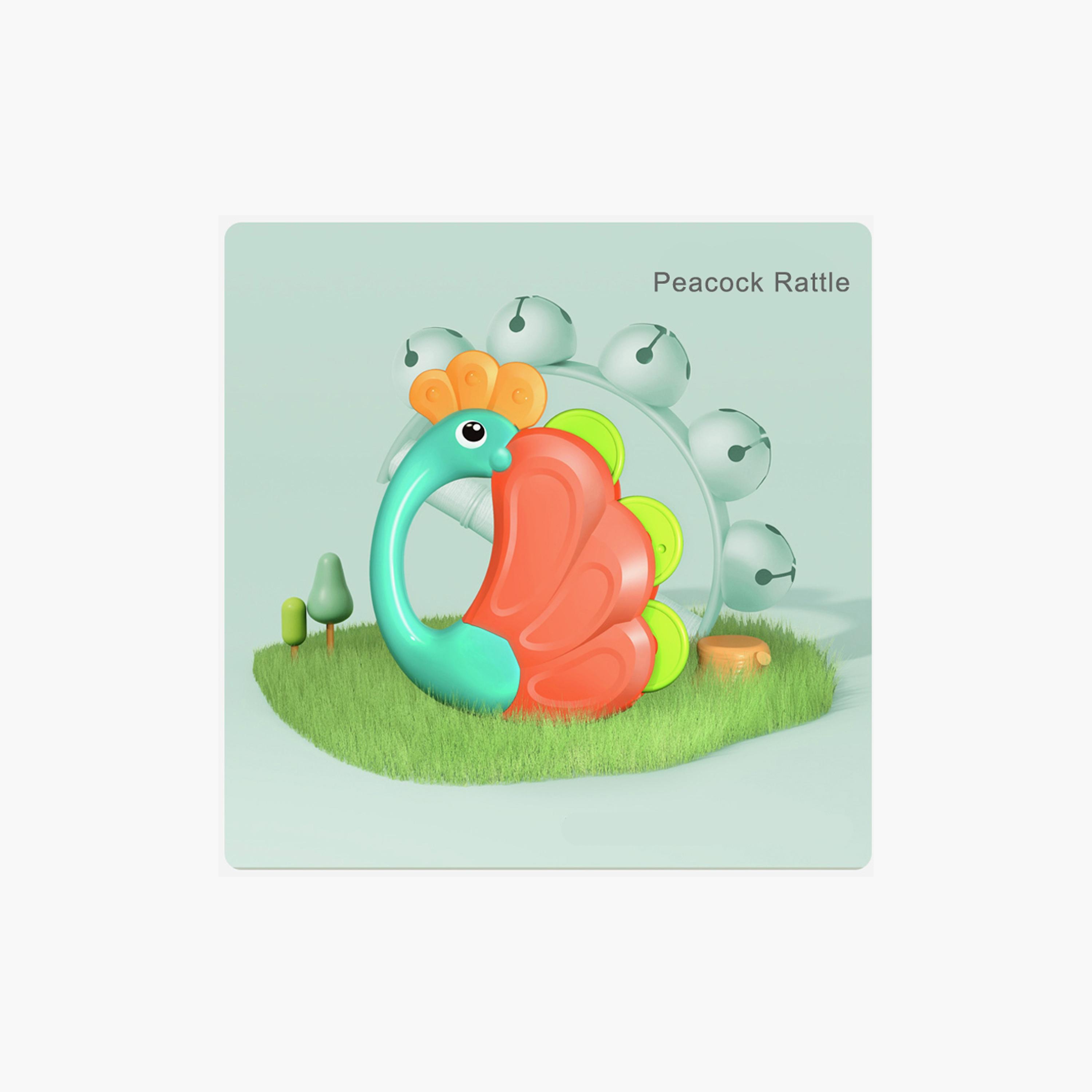 Hola Peacock Orchestra Rattle Baby Teether Activity Toy - 3 Months+-toys-babyandtoddlertoys-rattlesandteethers-image-3