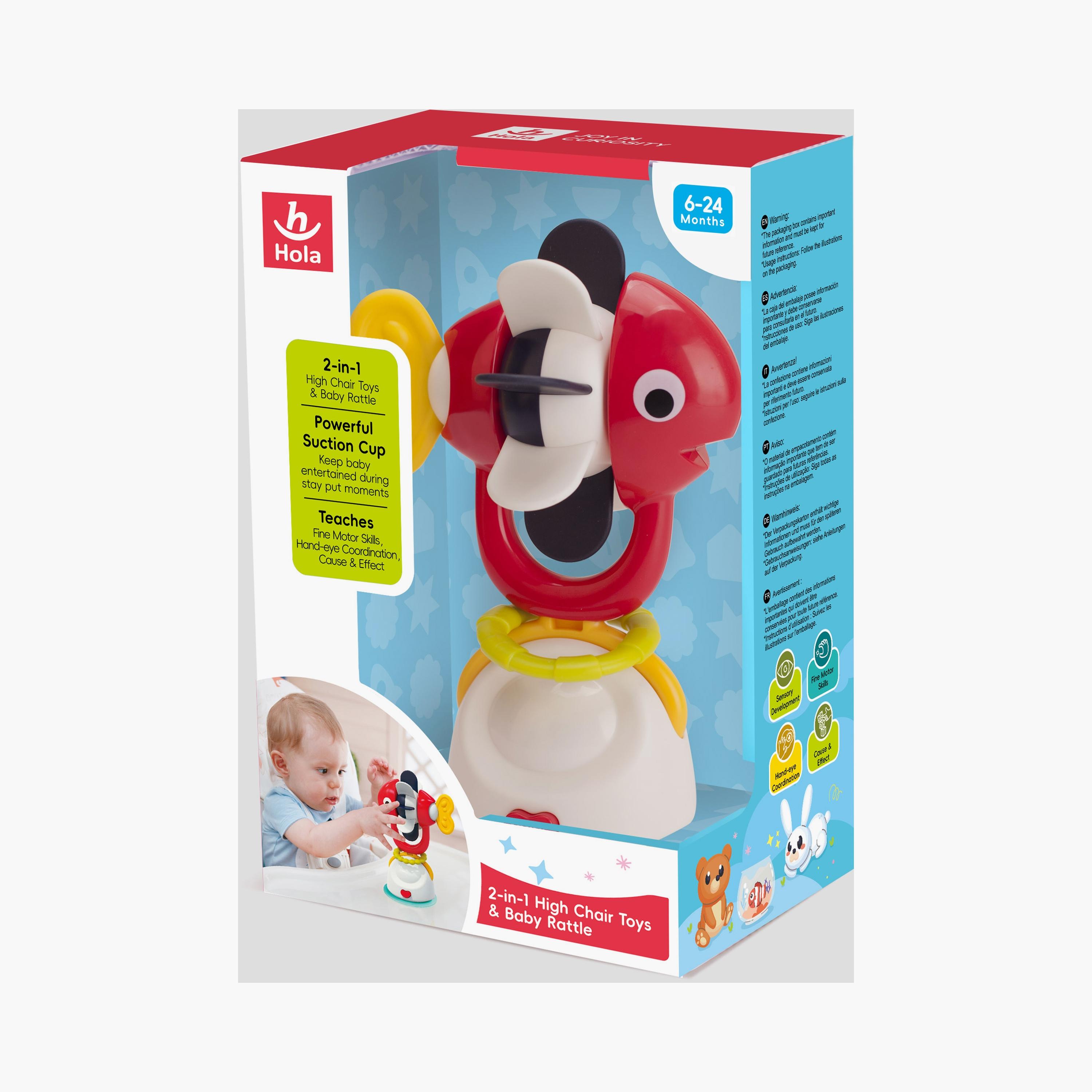 ألعاب هولا 2 في 1 لكرسي الأطفال المرتفع وألعاب شفط خشخيشة الأطفال على شكل سمكة - من عمر 6 أشهر فما فوق-toys-babyandtoddlertoys-rattlesandteethers-image-1