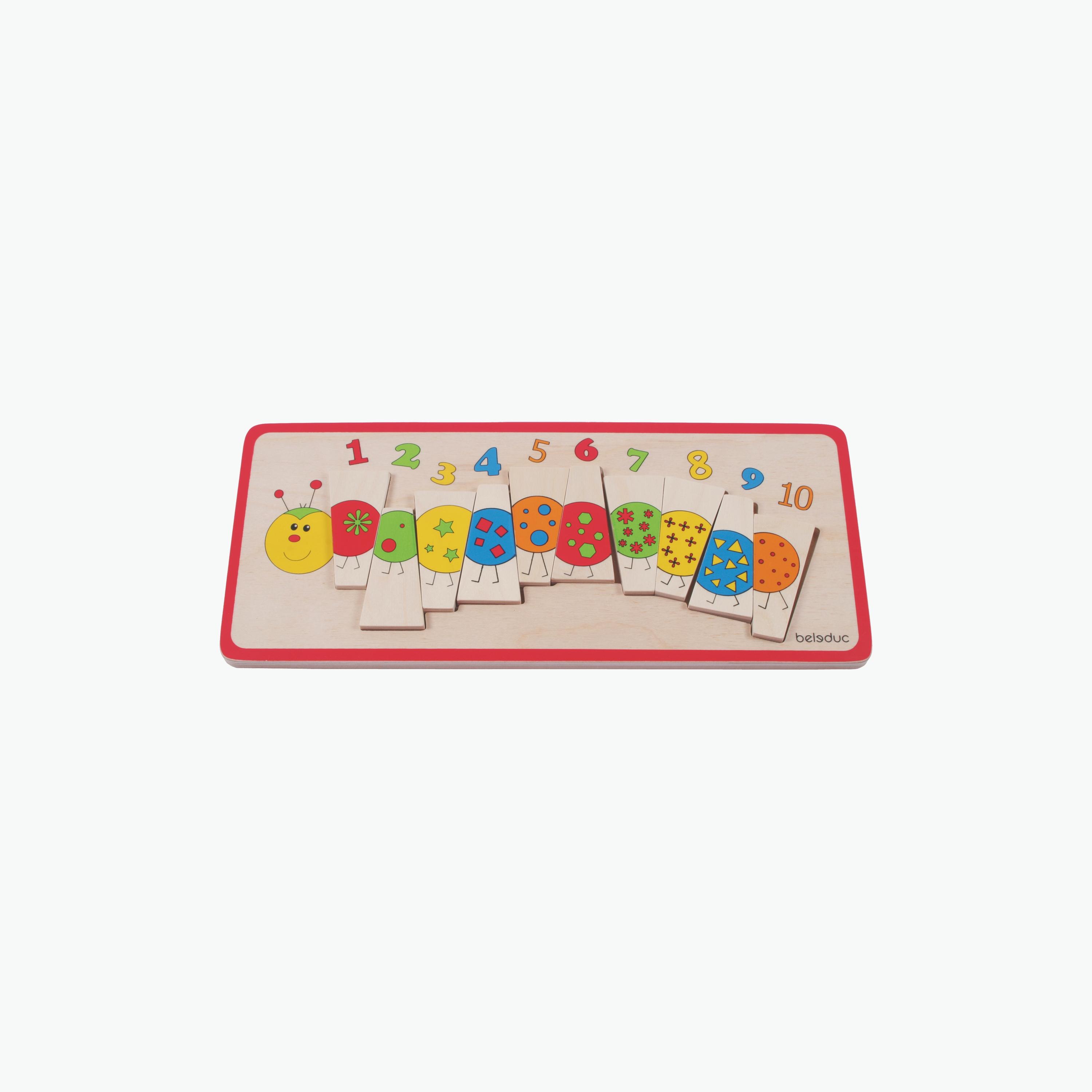Beleduc Matching Number Puzzle / Caterpillar from 1-10 Numbers- Fun Colorful Toy-toys-indoortoys-puzzles-image-1