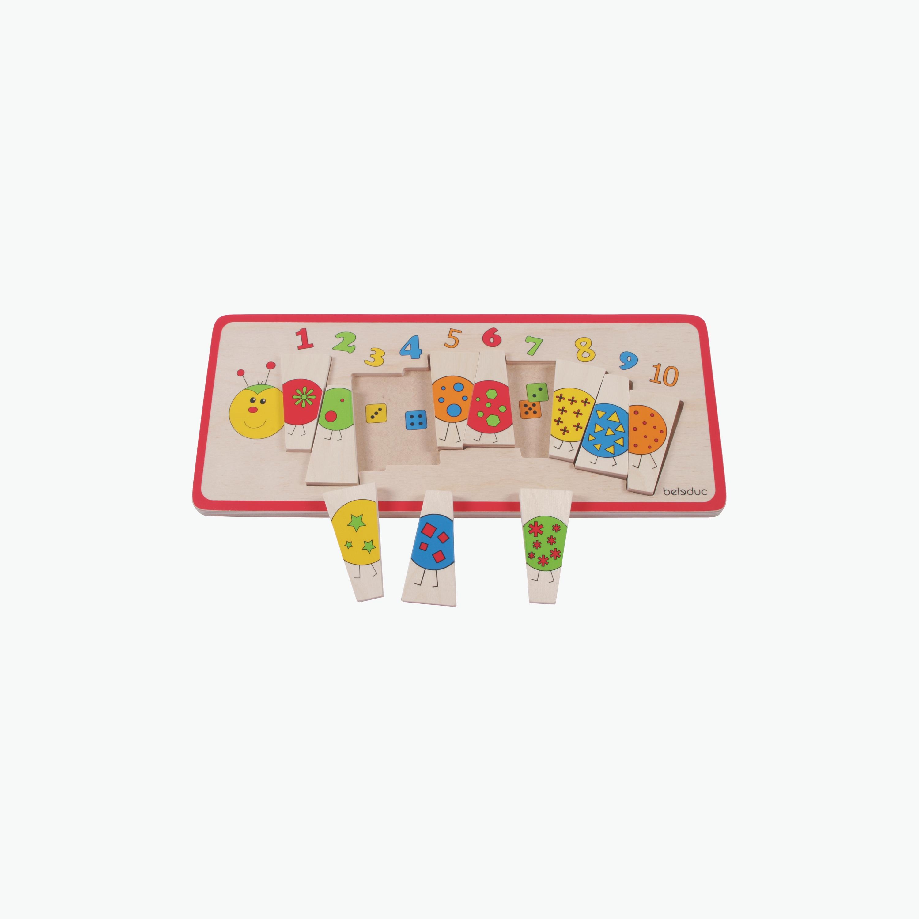 Beleduc Matching Number Puzzle / Caterpillar from 1-10 Numbers- Fun Colorful Toy-toys-indoortoys-puzzles-image-2