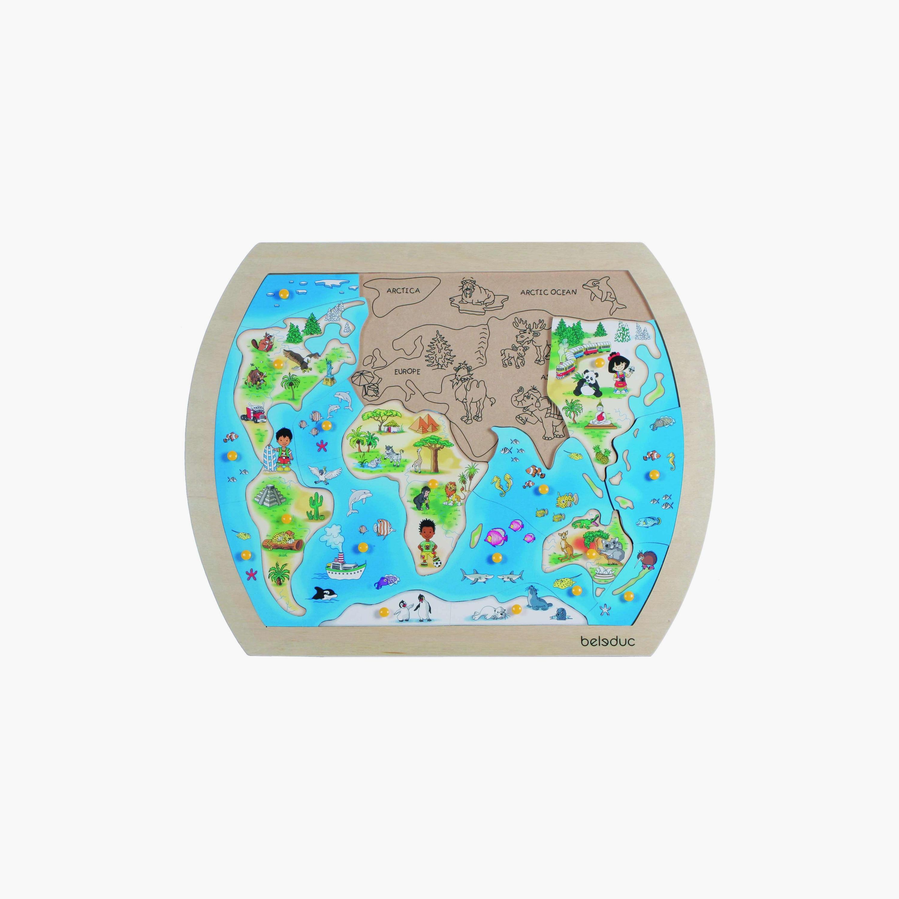 Beleduc Wooden World Puzzle - Educational Geography Game for Kids-toys-indoortoys-puzzles-image-1