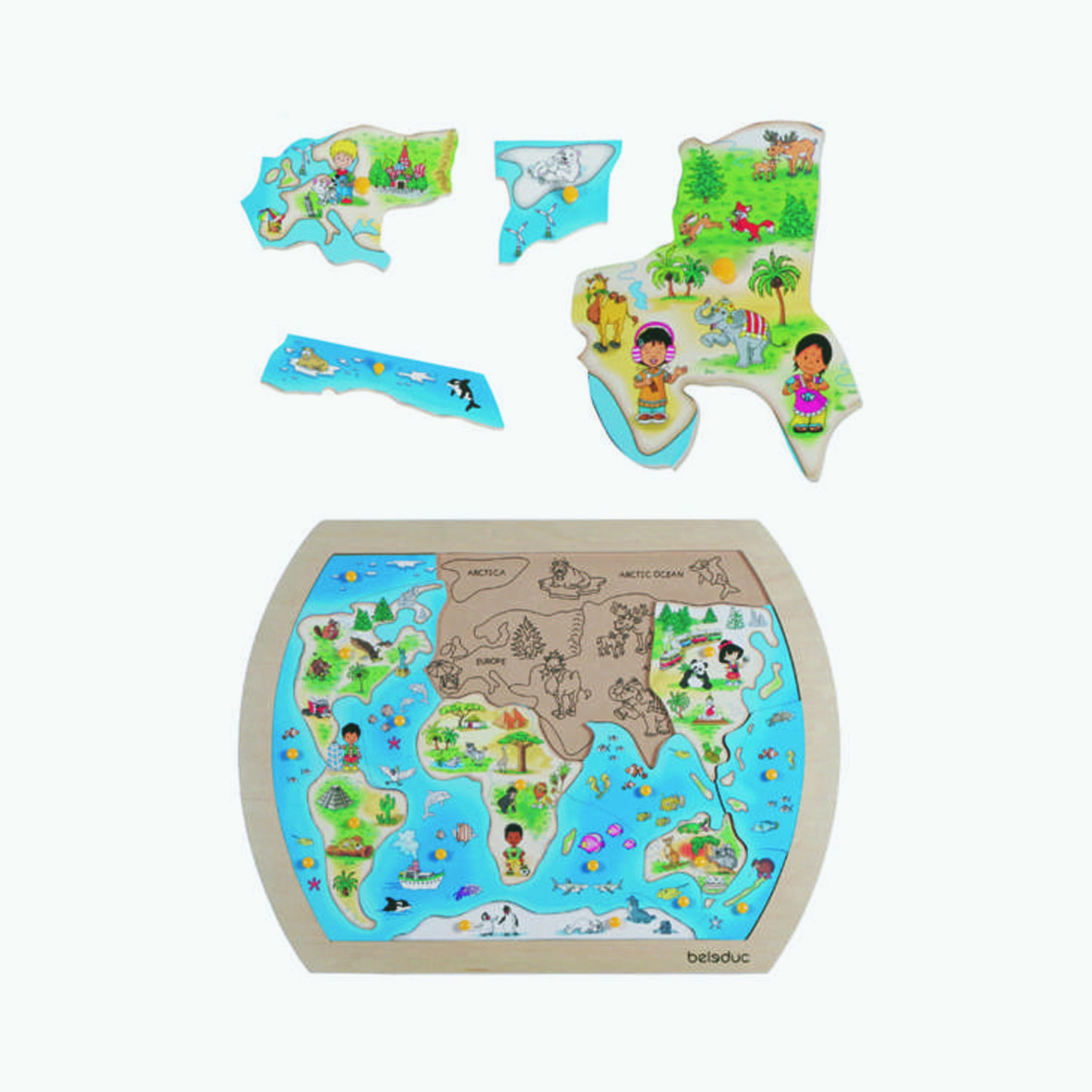 Beleduc Wooden World Puzzle - Educational Geography Game for Kids-toys-indoortoys-puzzles-image-3