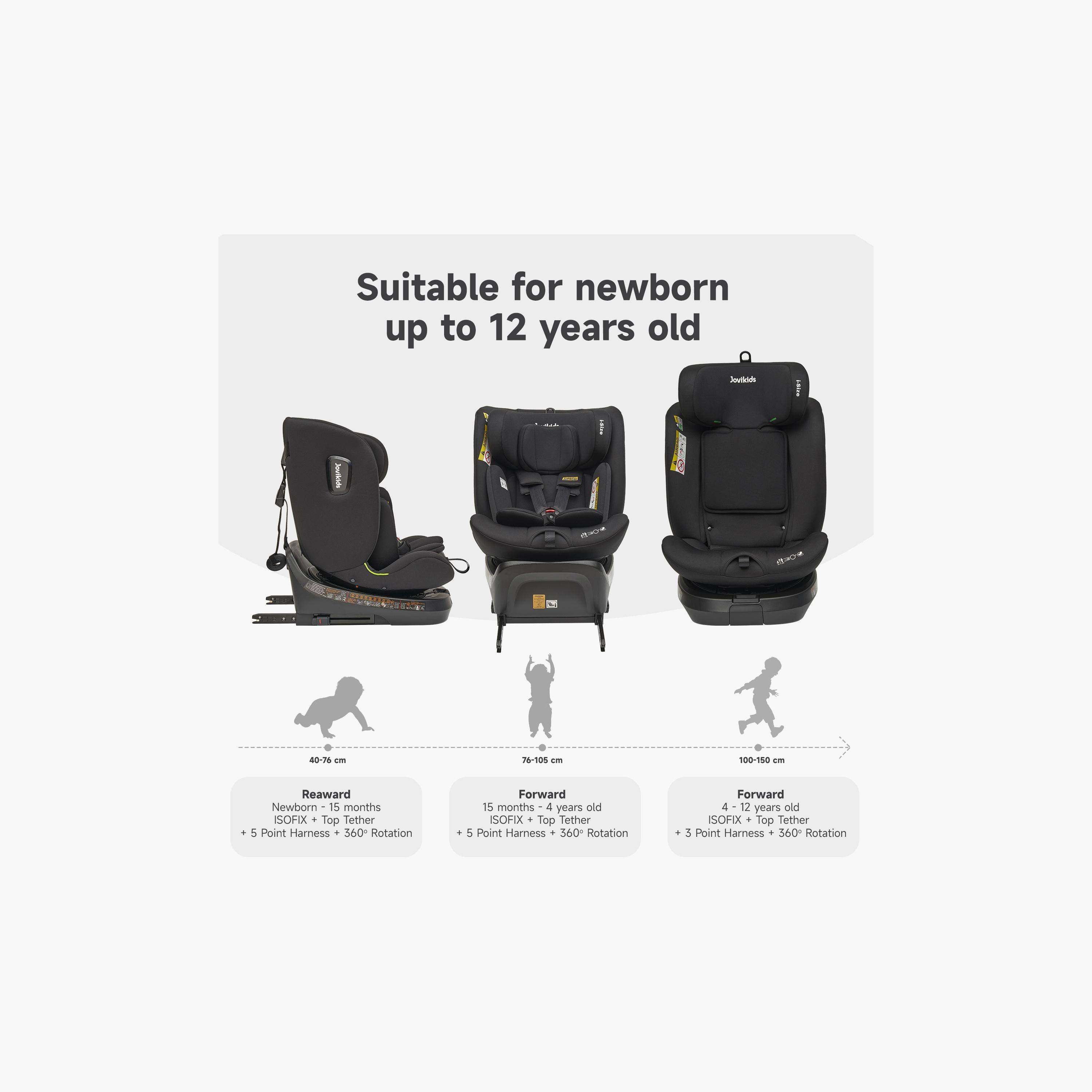 Jovikids Ranger TT ISOFIX 360° Rotating Car Seat I-Size - 0 Months -12 Years-baby-gear-carseats-image-11
