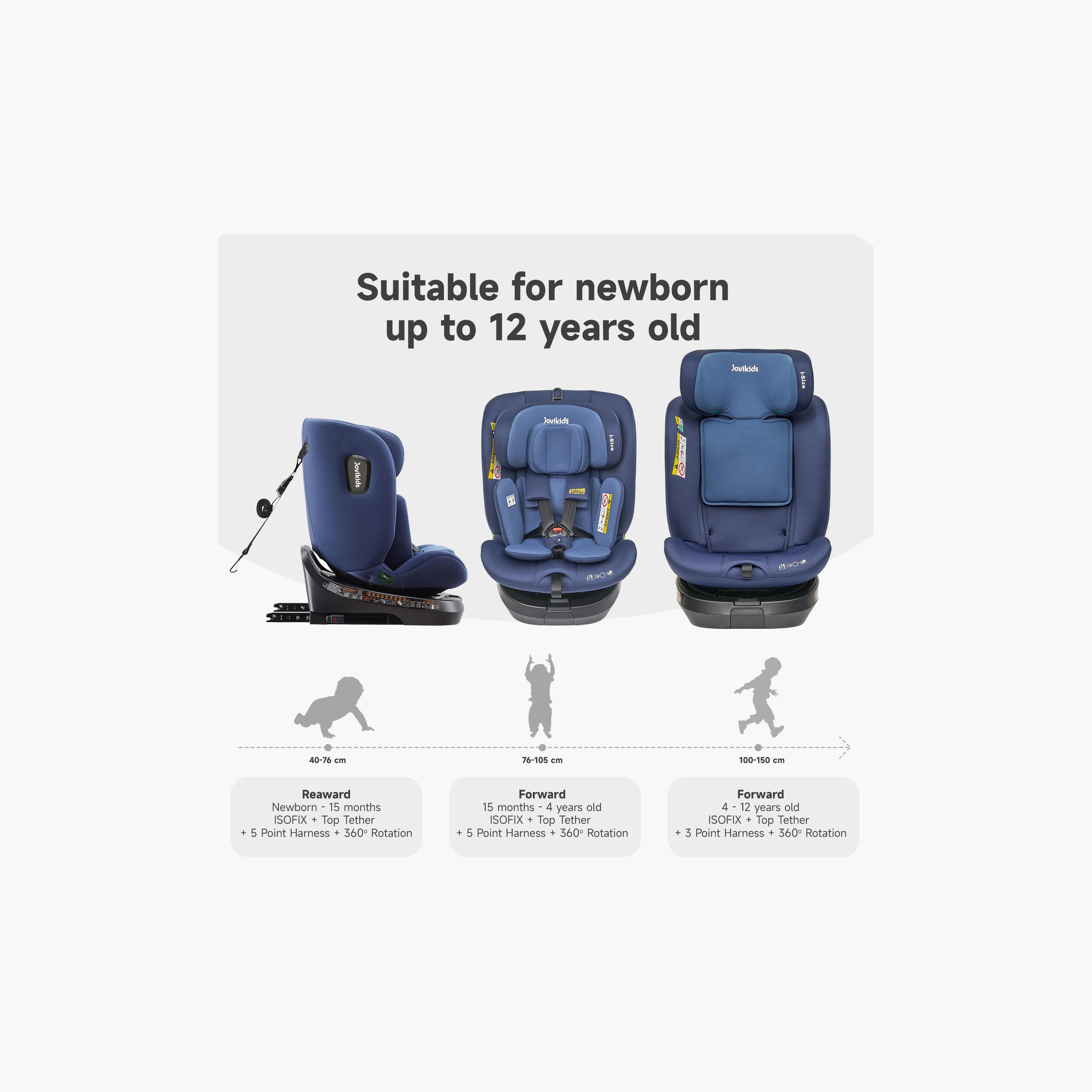 Jovikids Ranger TT ISOFIX 360° Rotating Car Seat I-Size - 0 Months -12 Years-baby-gear-carseats-image-11