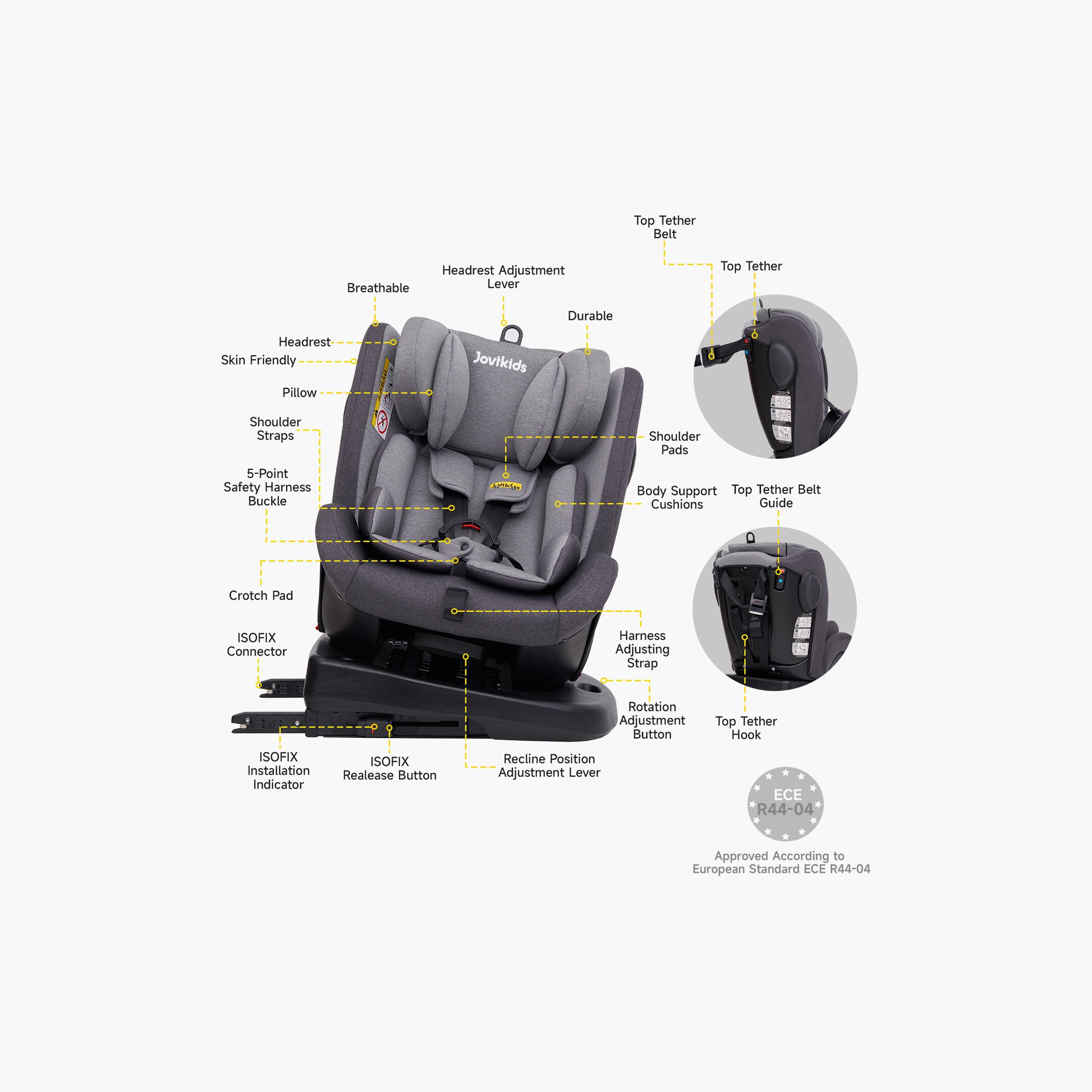 Jovikids Angel ISOFIX Rotating Carseat 360° Group 0/1/2/3 - 0-12 Years-baby-gear-carseats-image-12