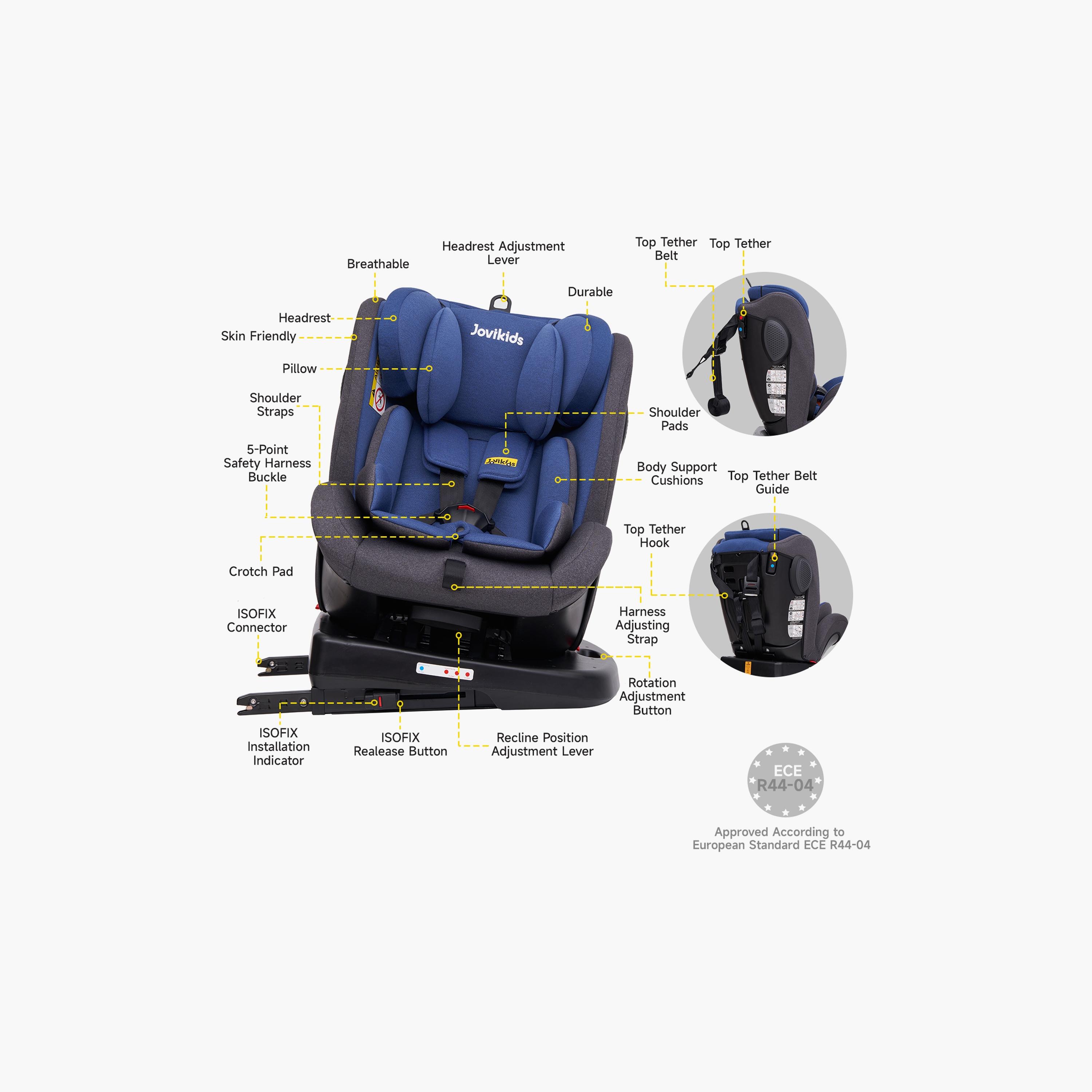Jovikids Angel ISOFIX Rotating Carseat 360° Group 0/1/2/3 - 0-12 Years-baby-gear-carseats-image-12