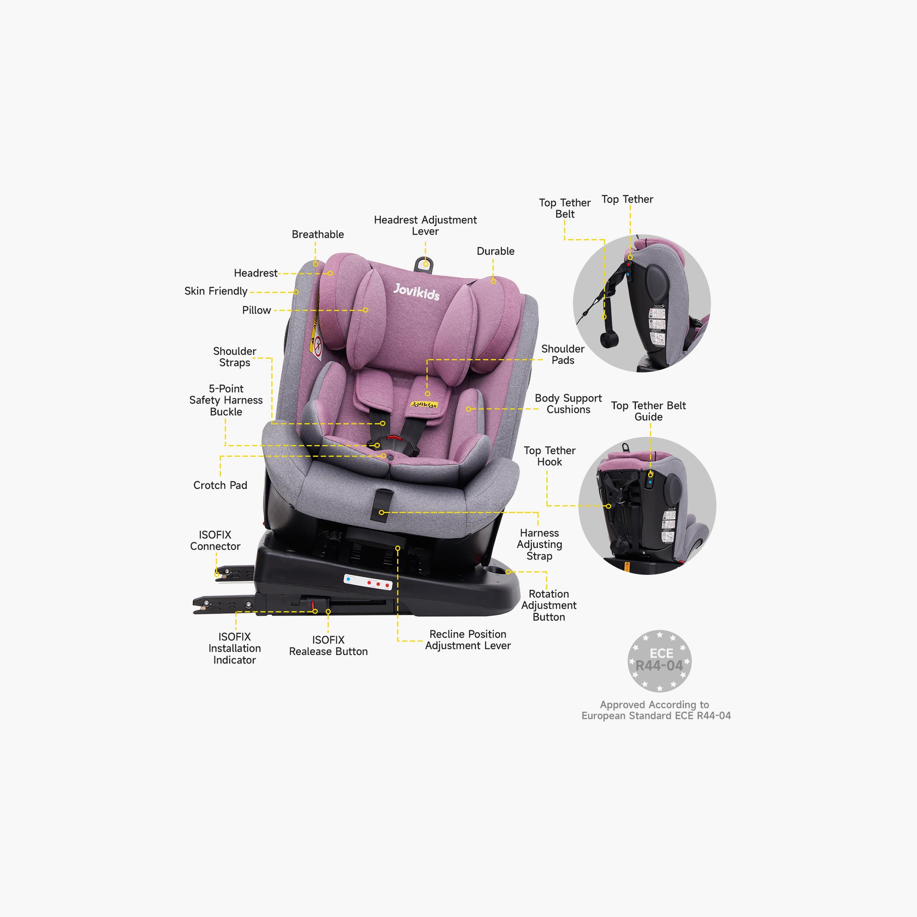 Jovikids Angel ISOFIX Rotating Carseat 360° Group 0/1/2/3 - 0-12 Years-baby-gear-carseats-image-12