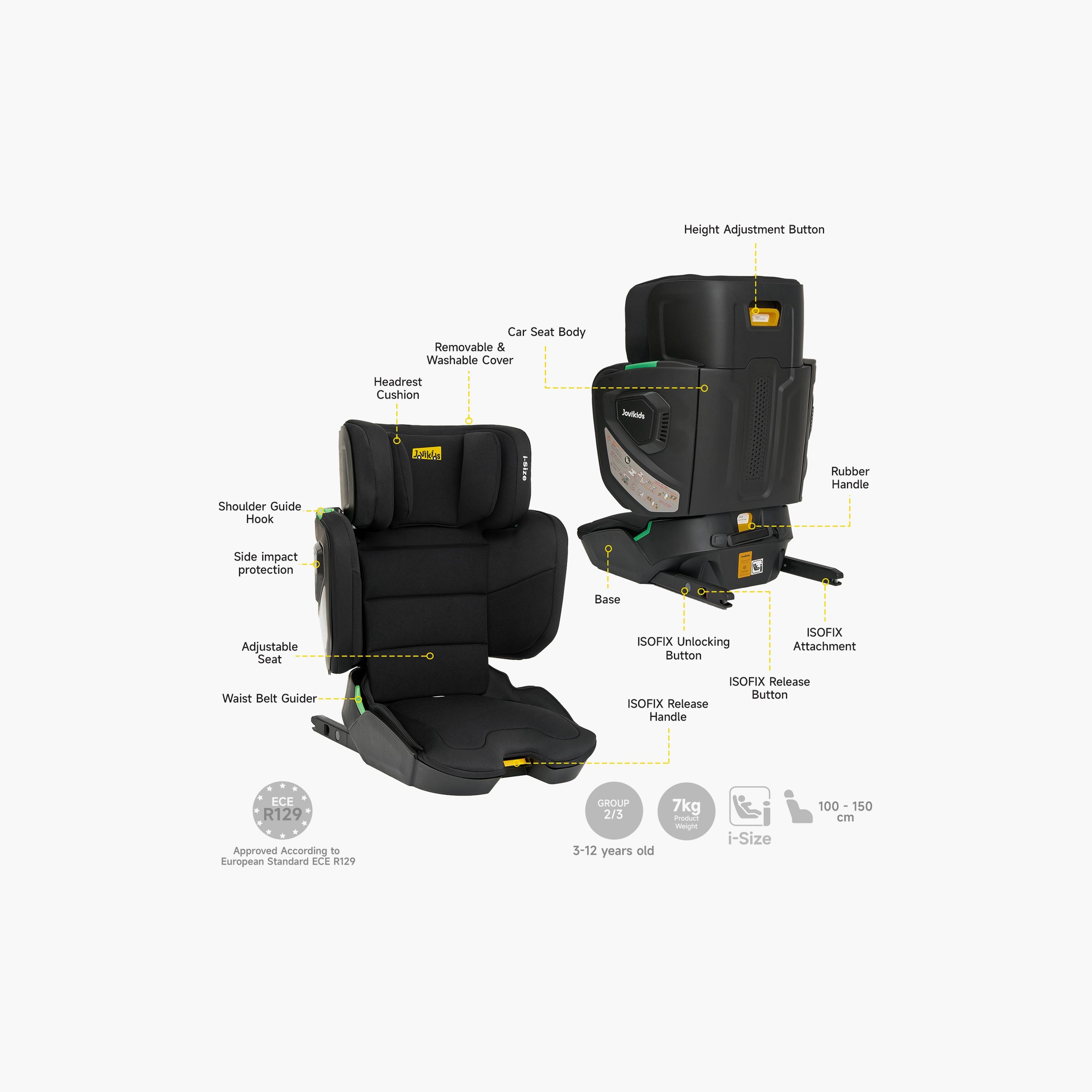 Jovikids Rober I-Size ISOFIX Booster Car Seat - 3-12 Years - Cabin Size-baby-gear-carseats-image-13