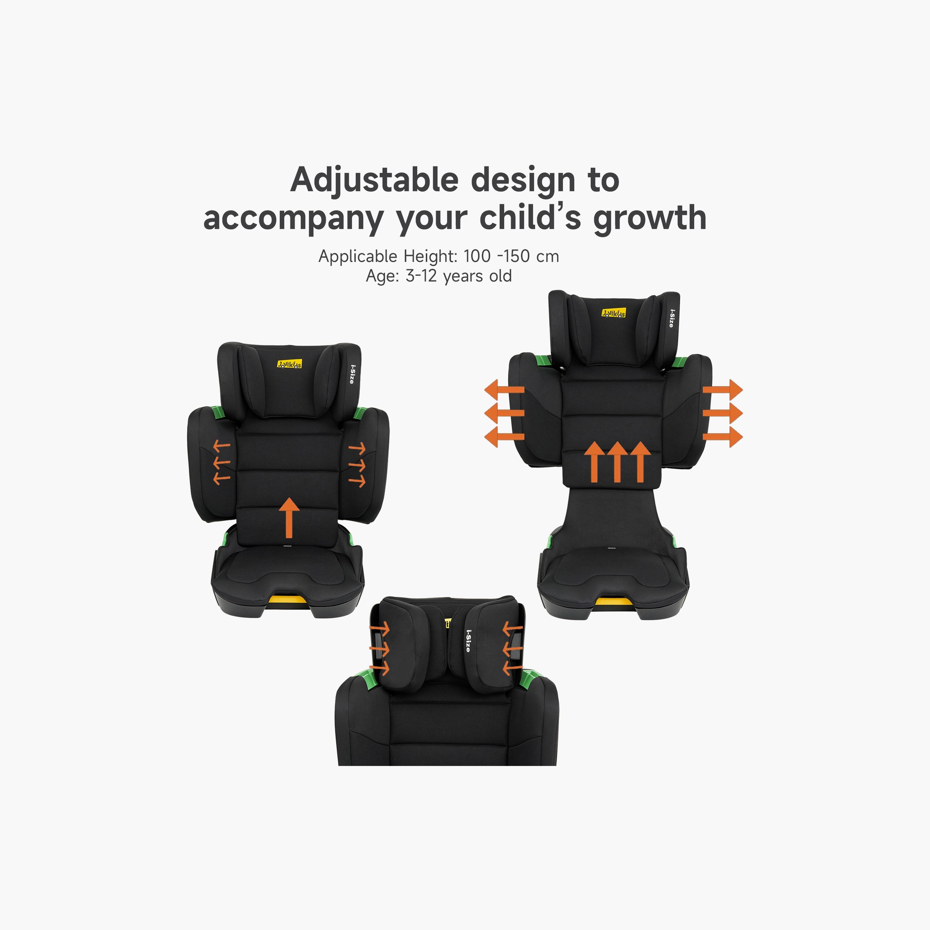 Jovikids Rober I-Size ISOFIX Booster Car Seat - 3-12 Years - Cabin Size-baby-gear-carseats-image-16