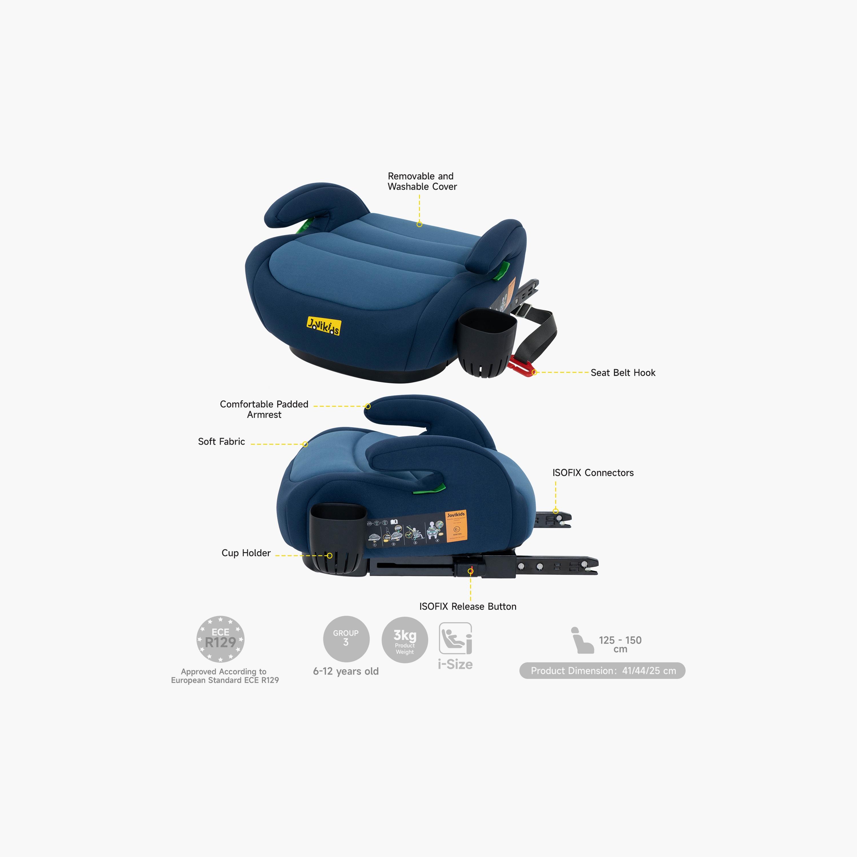 Jovikids Ohho+ I-Size ISOFIX Booster Car Seat for Car - 6-12 Years-baby-gear-carseats-image-8