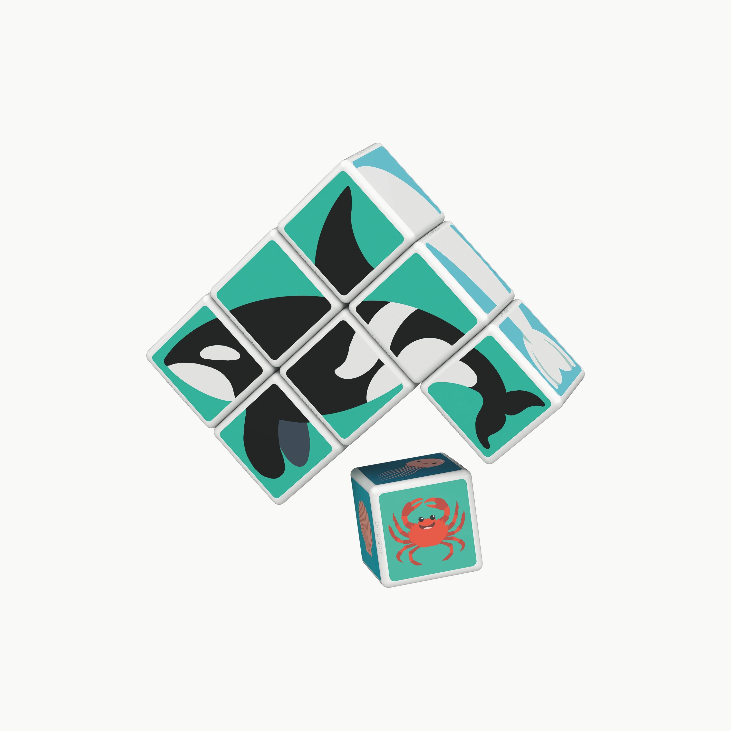 Geomag 11-Piece Magicube Printed Sea Animals + Cards STEM Toys-toys-buildingblocks-magnetictoys-image-1