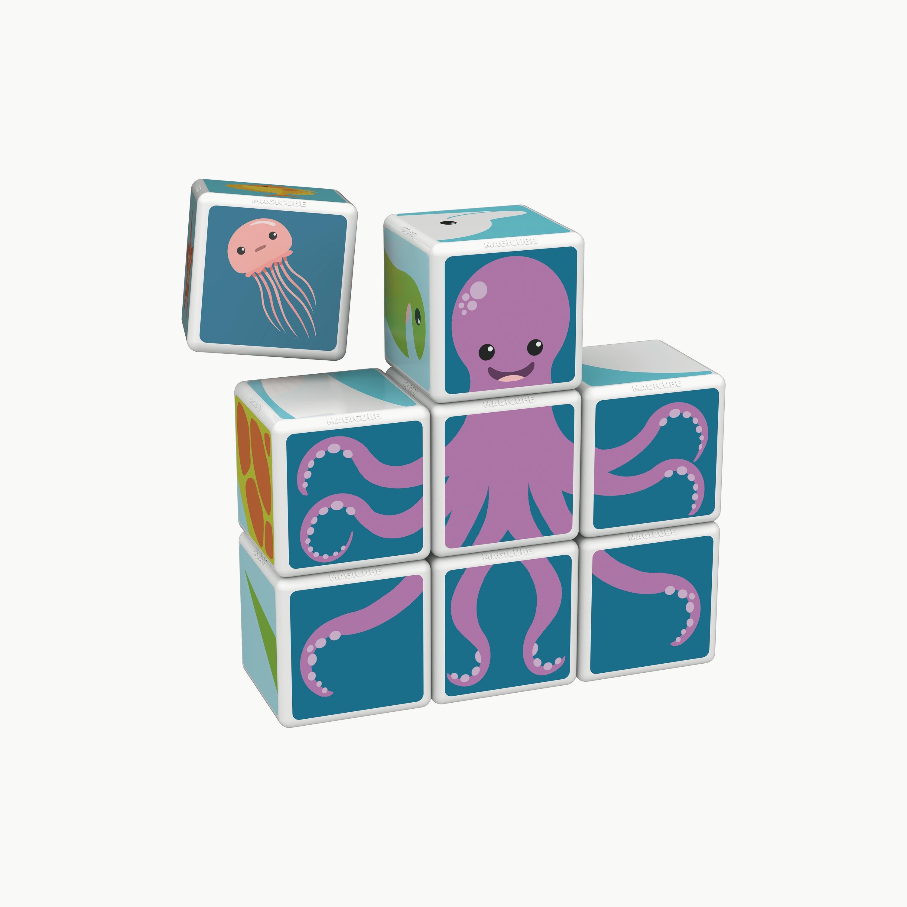 Geomag 11-Piece Magicube Printed Sea Animals + Cards STEM Toys-toys-buildingblocks-magnetictoys-image-2