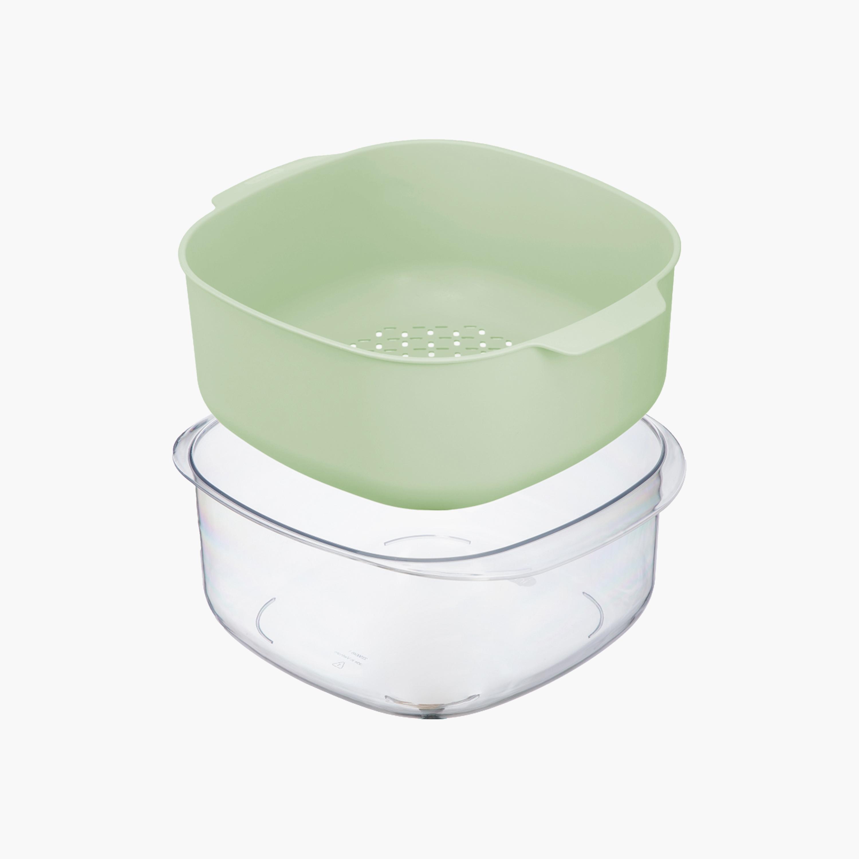Inochi Yoko Square Colander & Bowl Set - 27cm - Avocado - Green-baby-feeding-mealtimeessentials-image-1