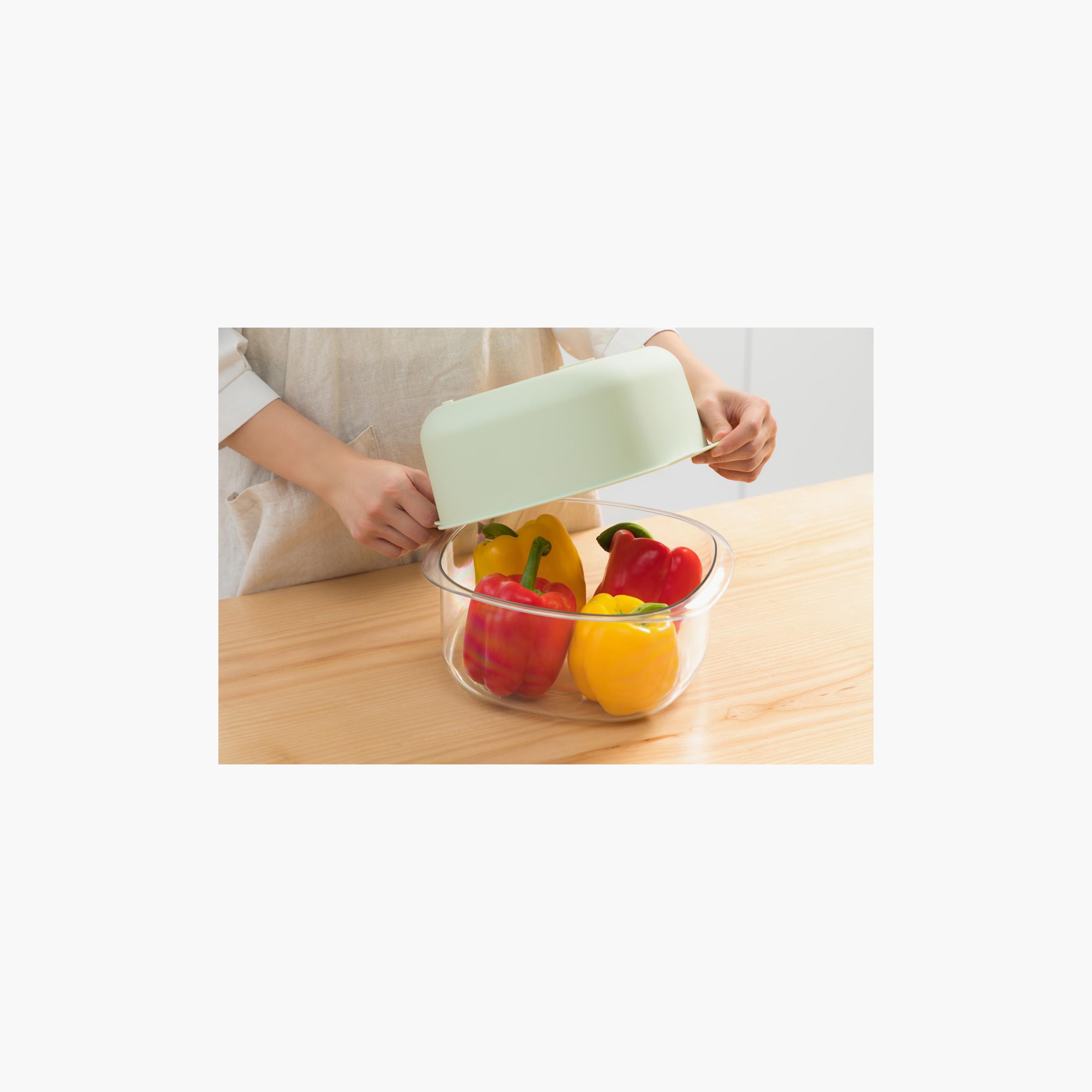 Inochi Yoko Square Colander & Bowl Set - 27cm - Avocado - Green-baby-feeding-mealtimeessentials-image-2