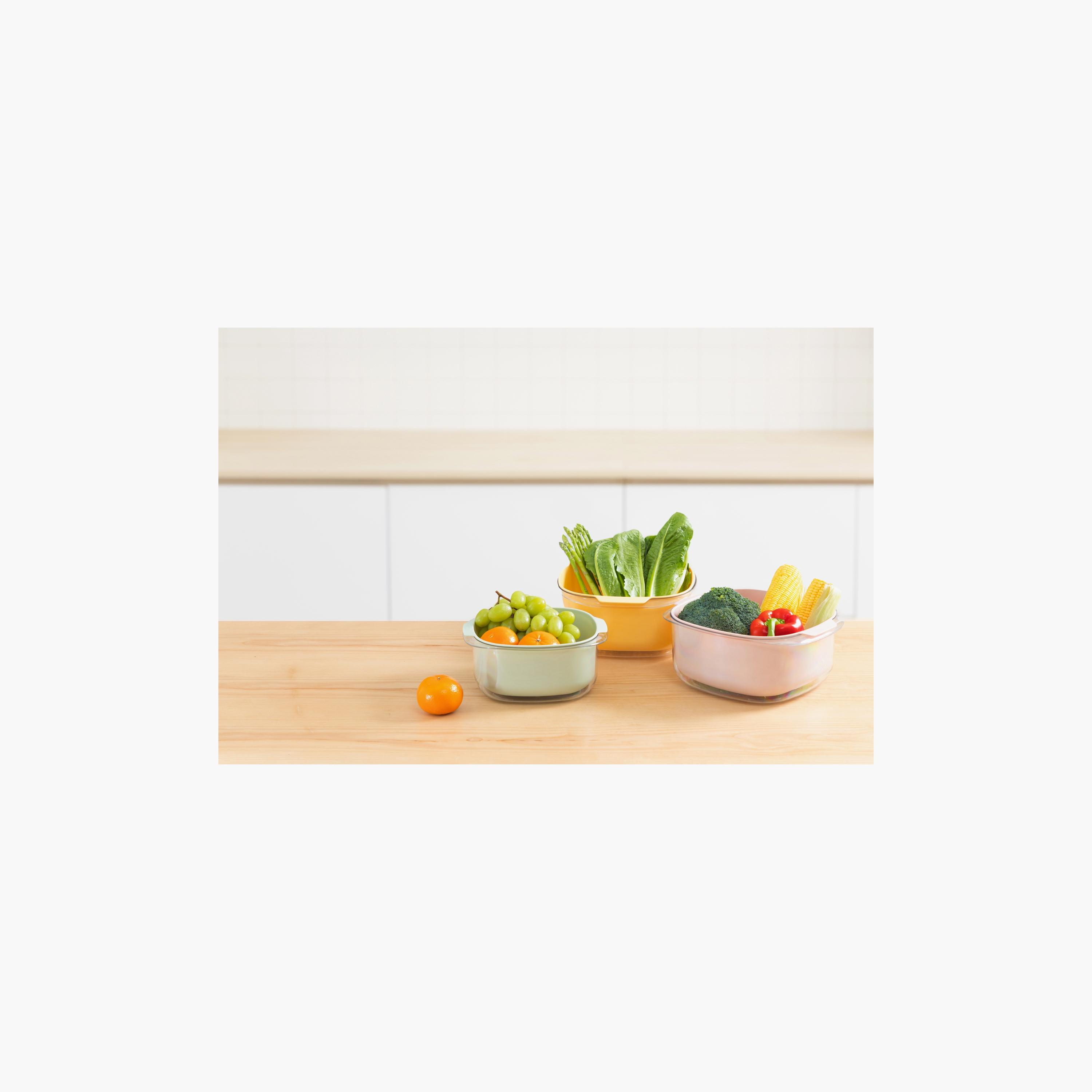 Inochi Yoko Square Colander & Bowl Set - 27cm - Avocado - Green-baby-feeding-mealtimeessentials-image-3