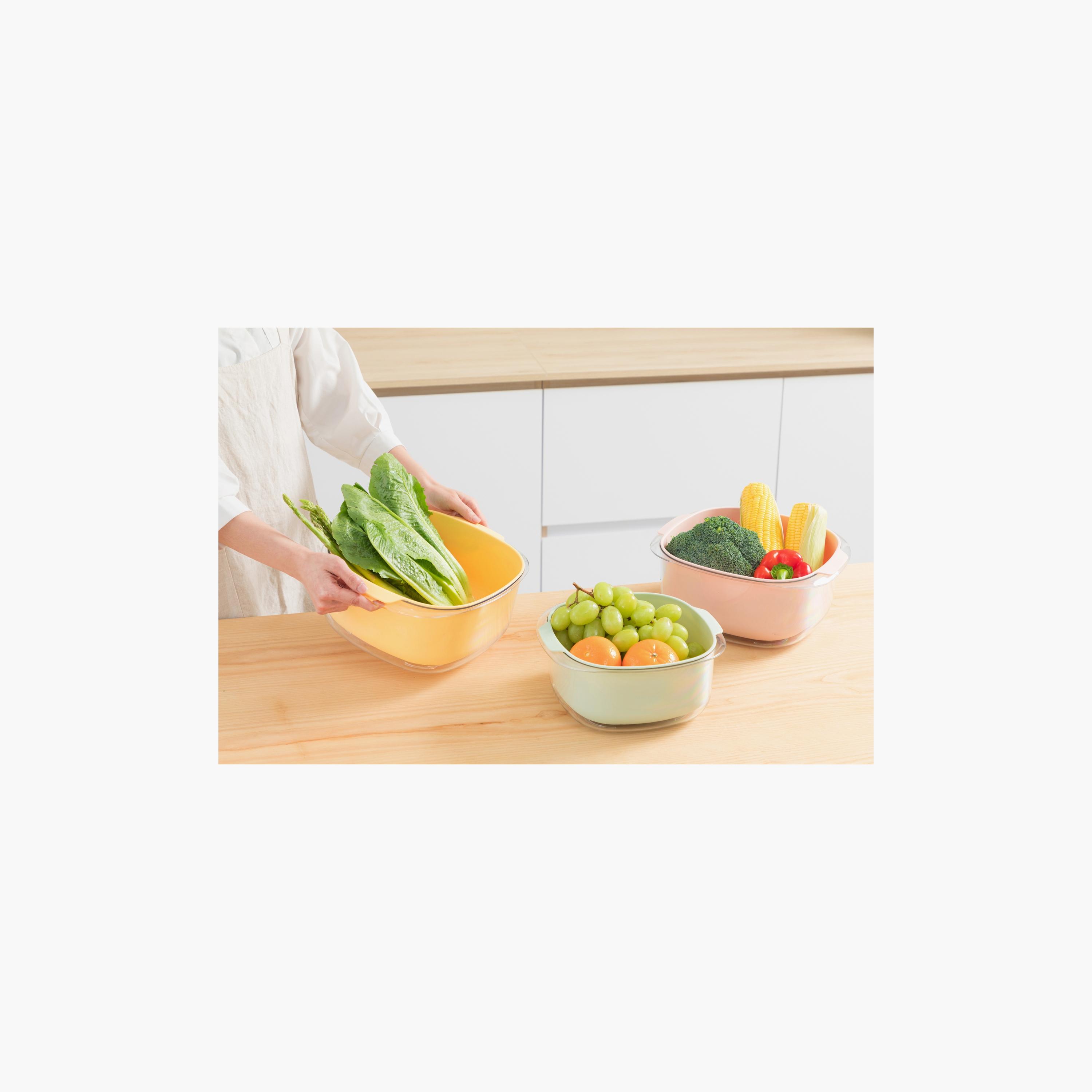 Inochi Yoko Square Colander & Bowl Set - 27cm - Avocado - Green-baby-feeding-mealtimeessentials-image-5