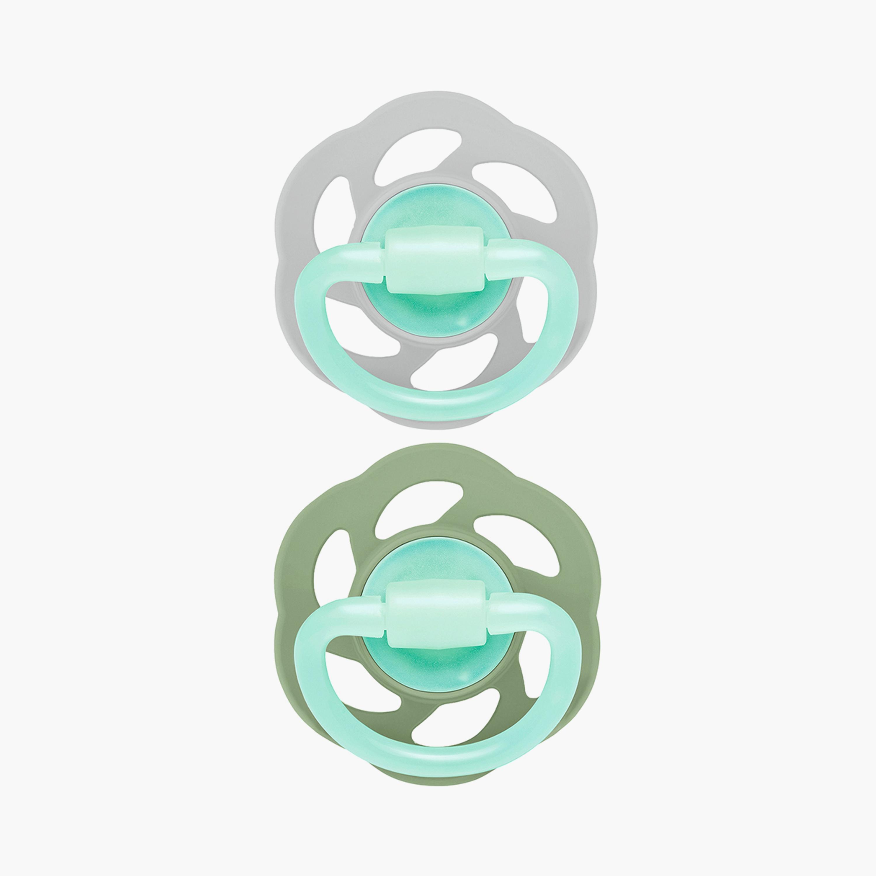 Nip Cherry Air Night Glow-in-the-Dark Round Latex Soother - Grey & Green - 6 Months+-baby-feeding-pacifiers-image-2