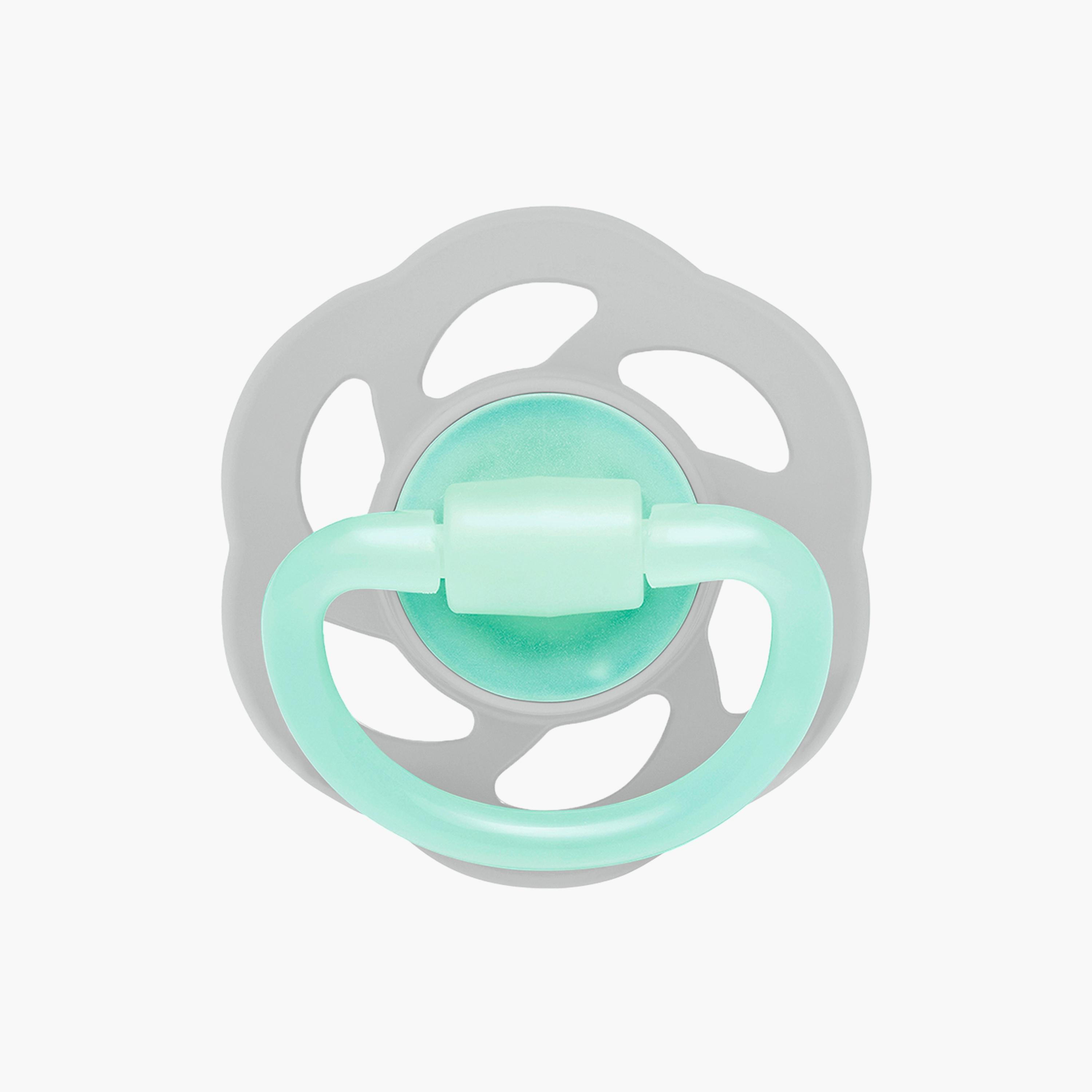 Nip Cherry Air Night Glow-in-the-Dark Round Latex Soother - Grey & Green - 6 Months+-baby-feeding-pacifiers-image-3