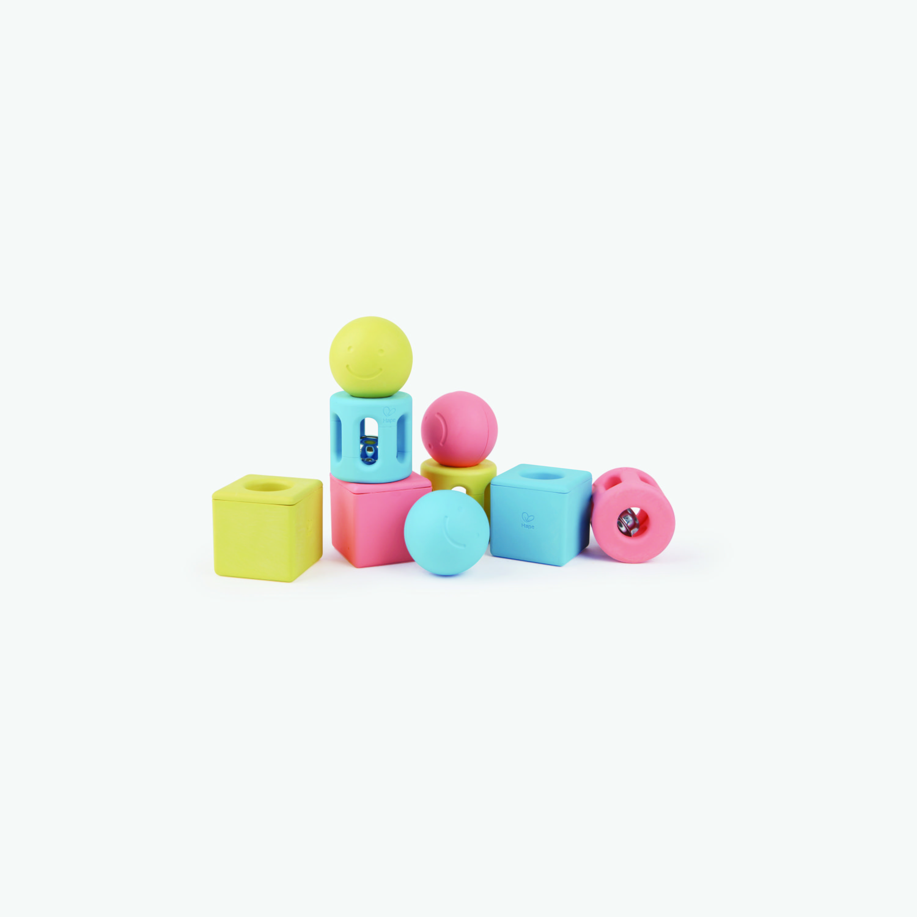 Hape 9-Piece Infant Geometric Rattle Trio-toys-babyandtoddlertoys-rattlesandteethers-image-1
