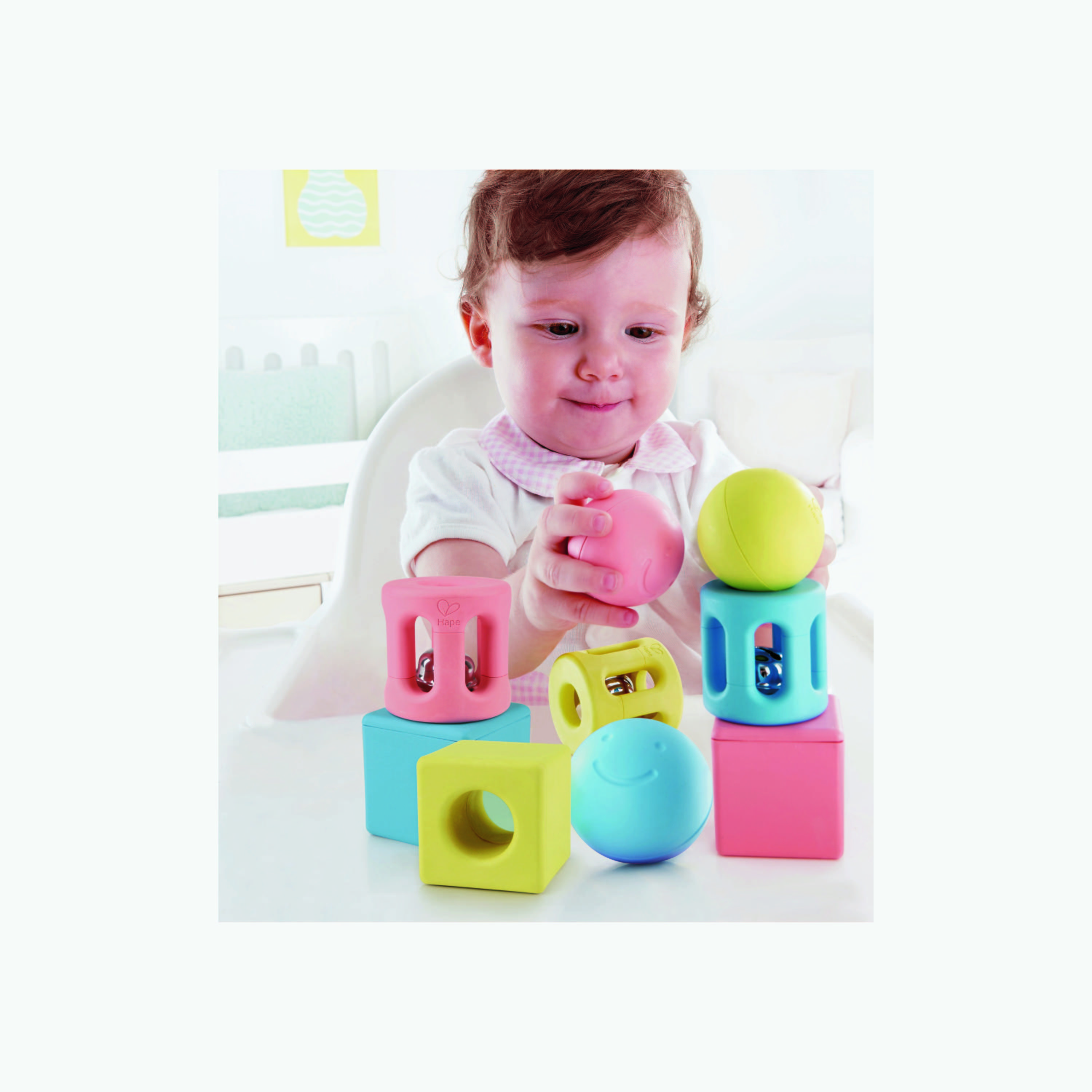 Hape 9-Piece Infant Geometric Rattle Trio-toys-babyandtoddlertoys-rattlesandteethers-image-2