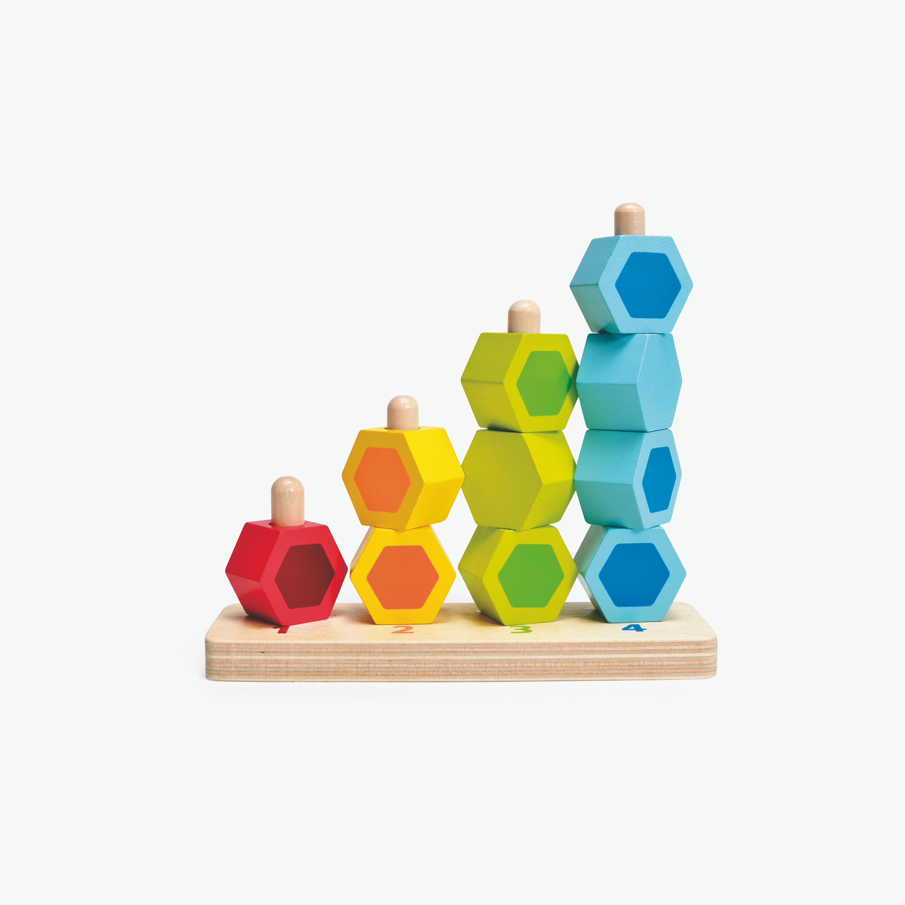 Hape 11-Piece Counting Stacker Wooden Blocks Building Puzzle-toys-babyandtoddlertoys-stackingandnestingtoys-image-1