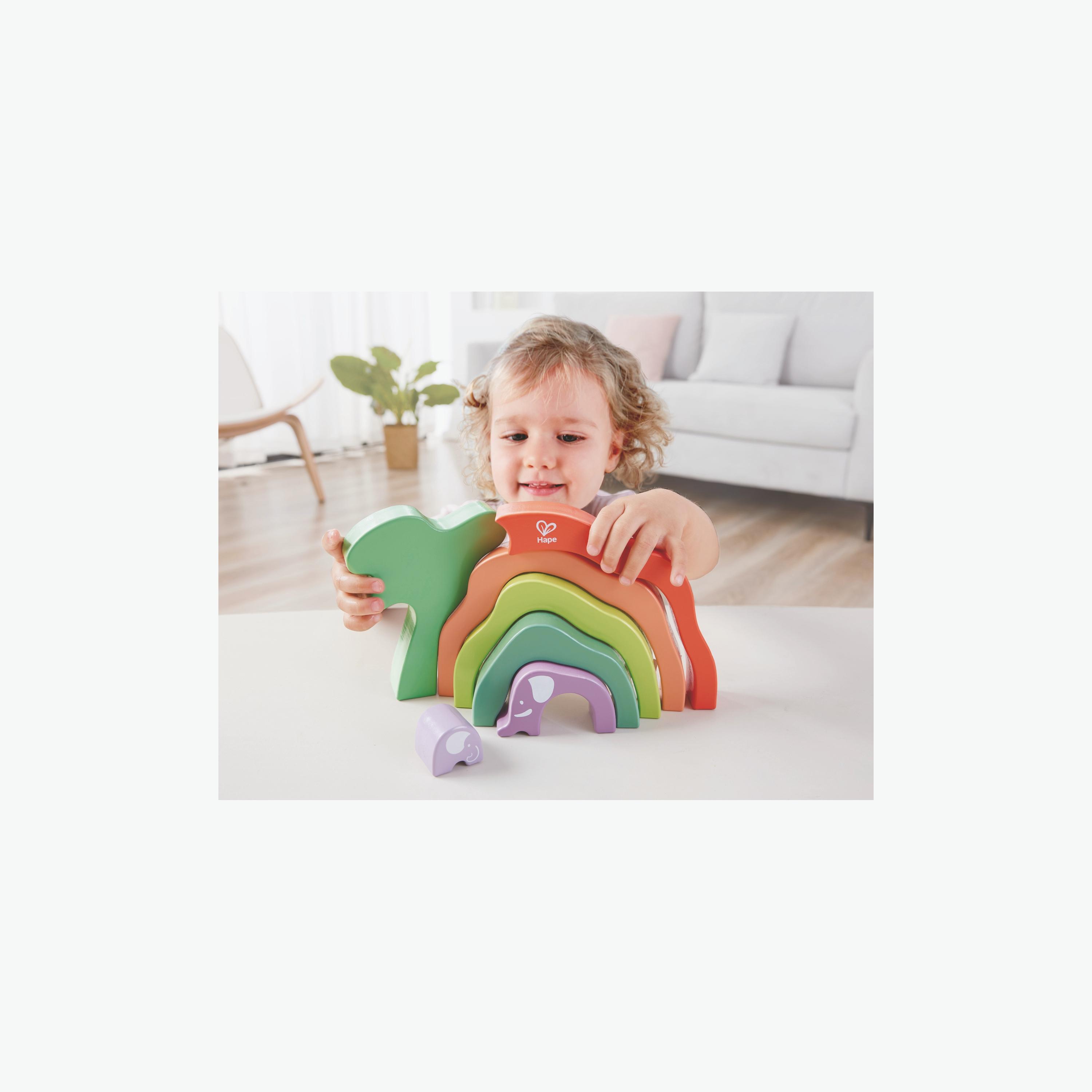 Hape 7-Piece Safari Elephant Wooden Stacking Blocks-toys-babyandtoddlertoys-stackingandnestingtoys-image-5
