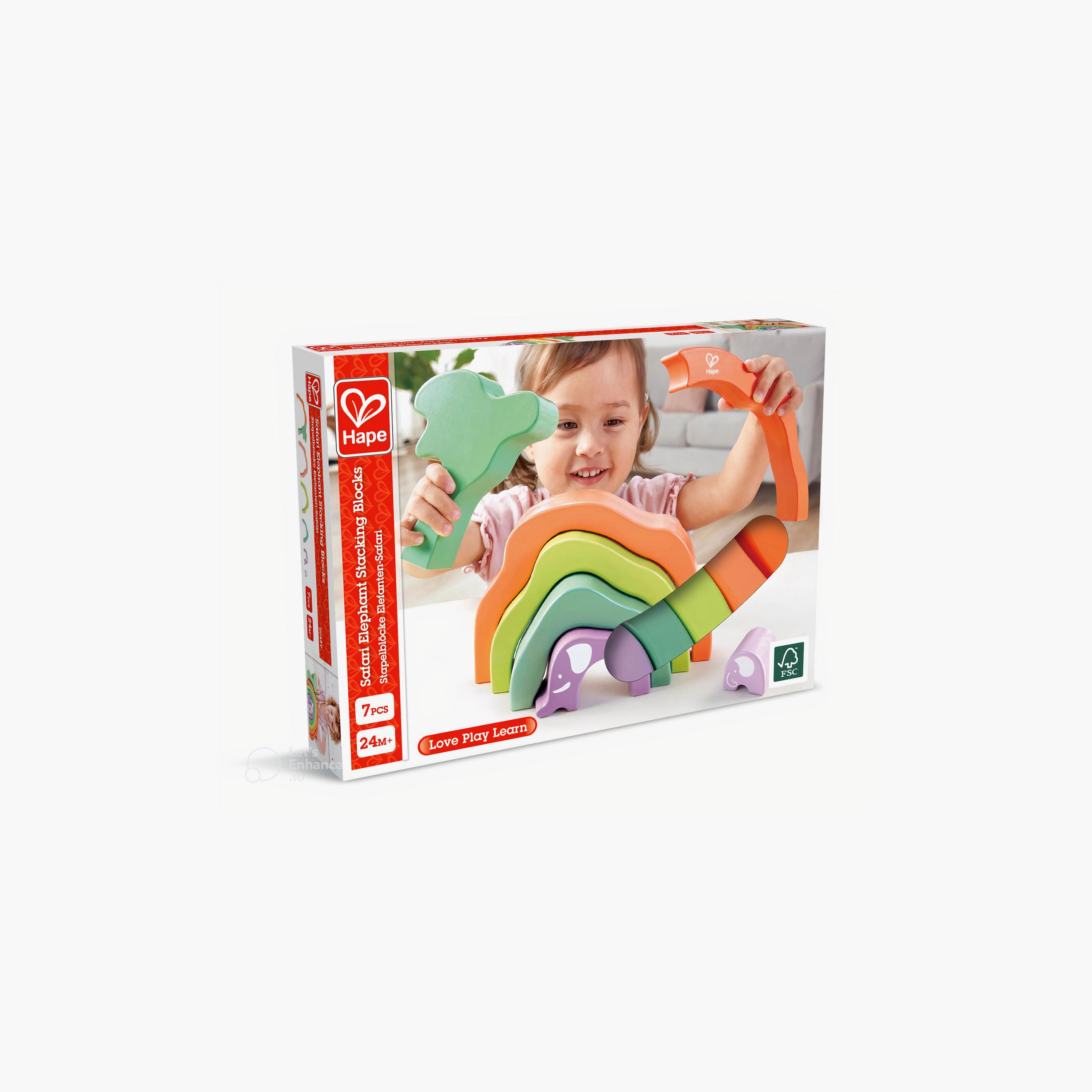 Hape 7-Piece Safari Elephant Wooden Stacking Blocks-toys-babyandtoddlertoys-stackingandnestingtoys-image-8