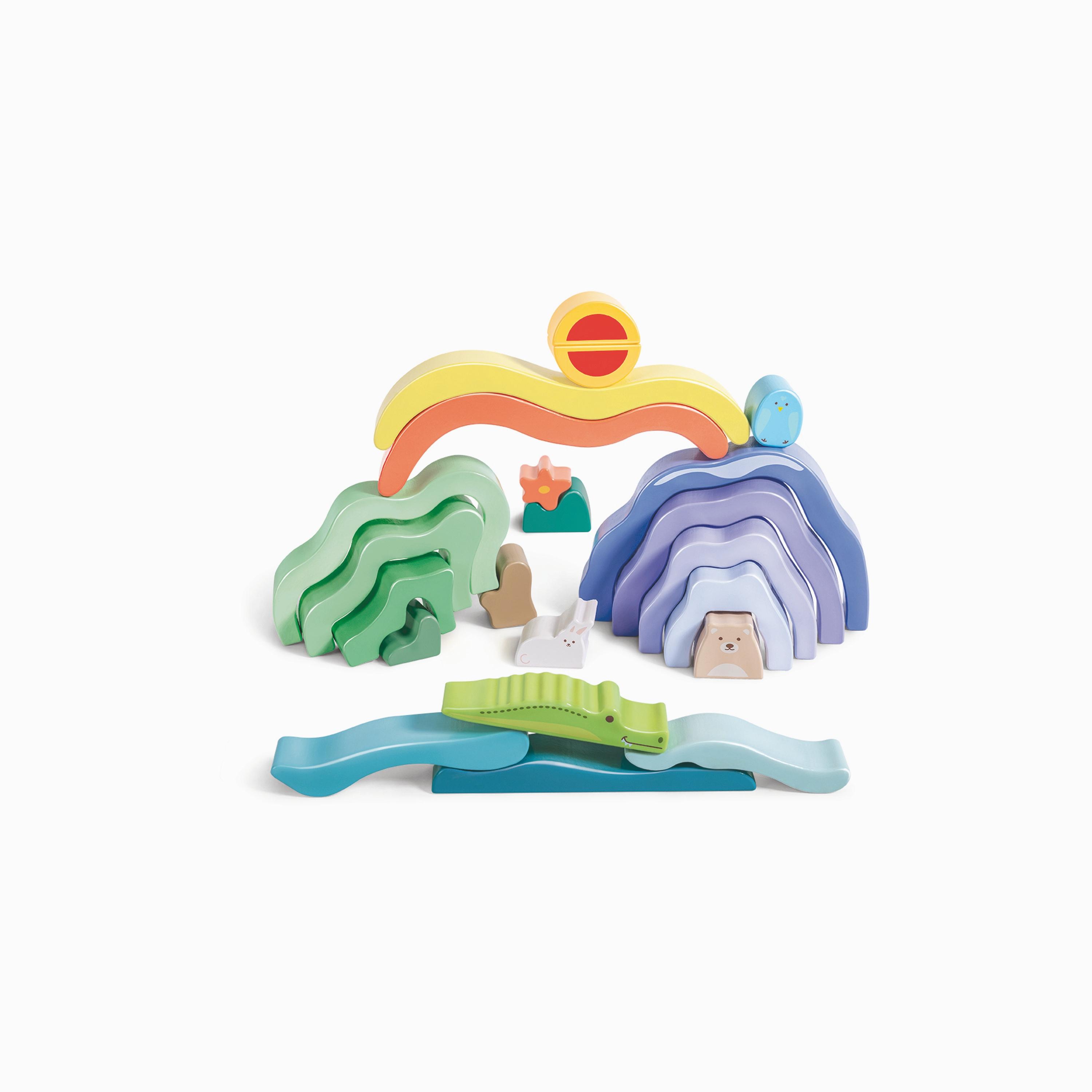 Hape 22-Piece Nature Scene & Animal Stacking Wooden Blocks-toys-babyandtoddlertoys-stackingandnestingtoys-image-1