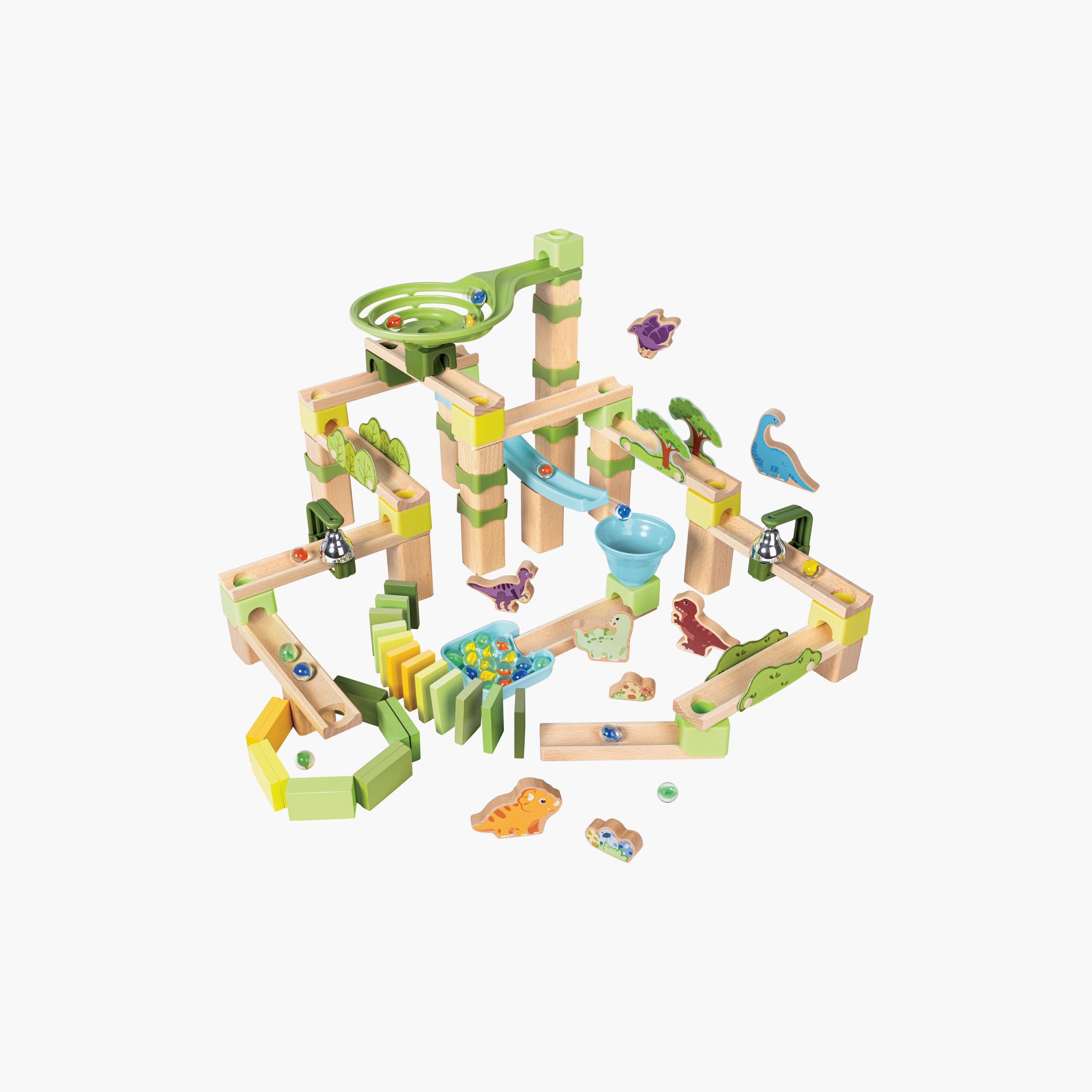 Hape 131-Piece Quadrilla Dino Adventure Marble Run Wooden Toys-toys-buildingblocks-constructionsets-image-1