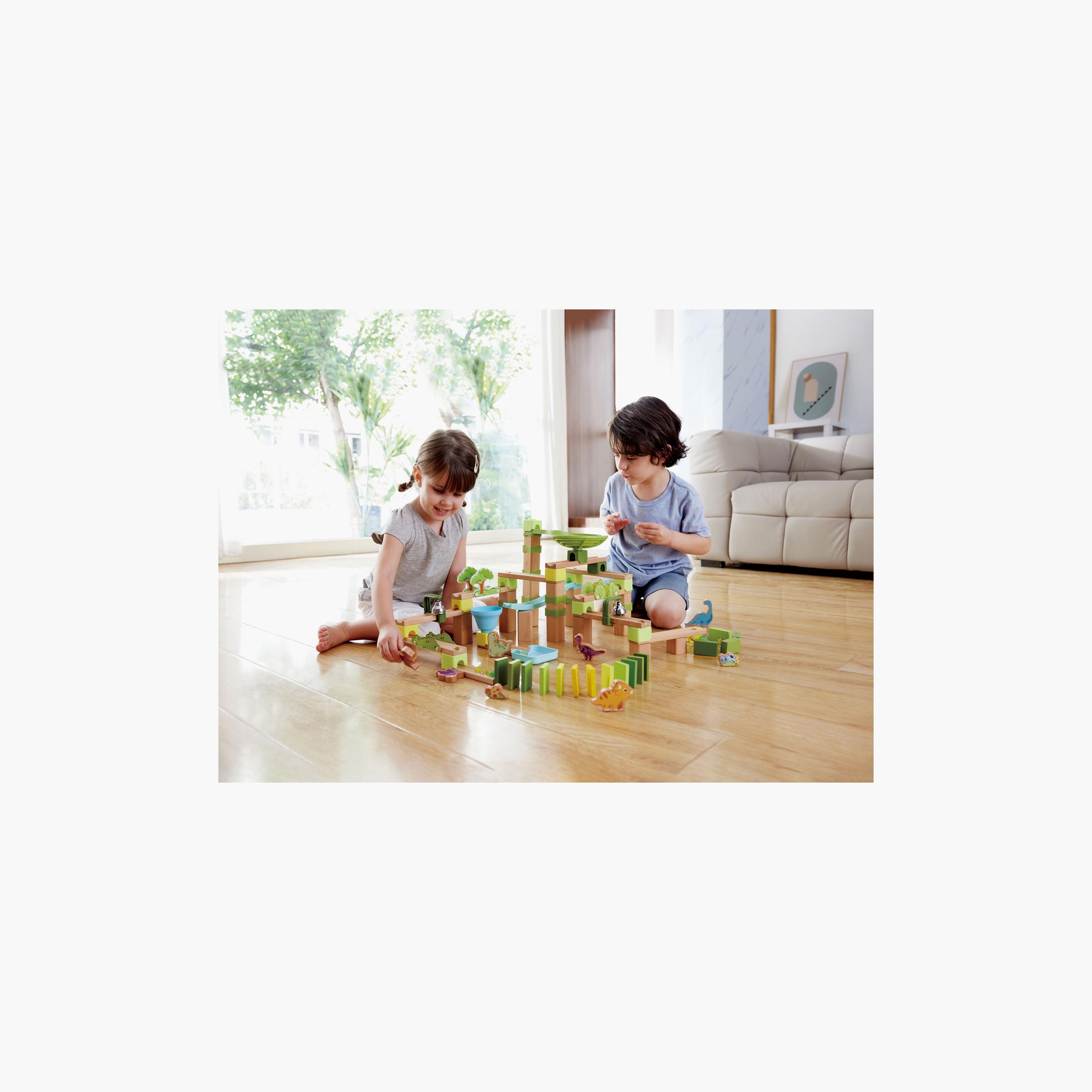 Hape 131-Piece Quadrilla Dino Adventure Marble Run Wooden Toys-toys-buildingblocks-constructionsets-image-3