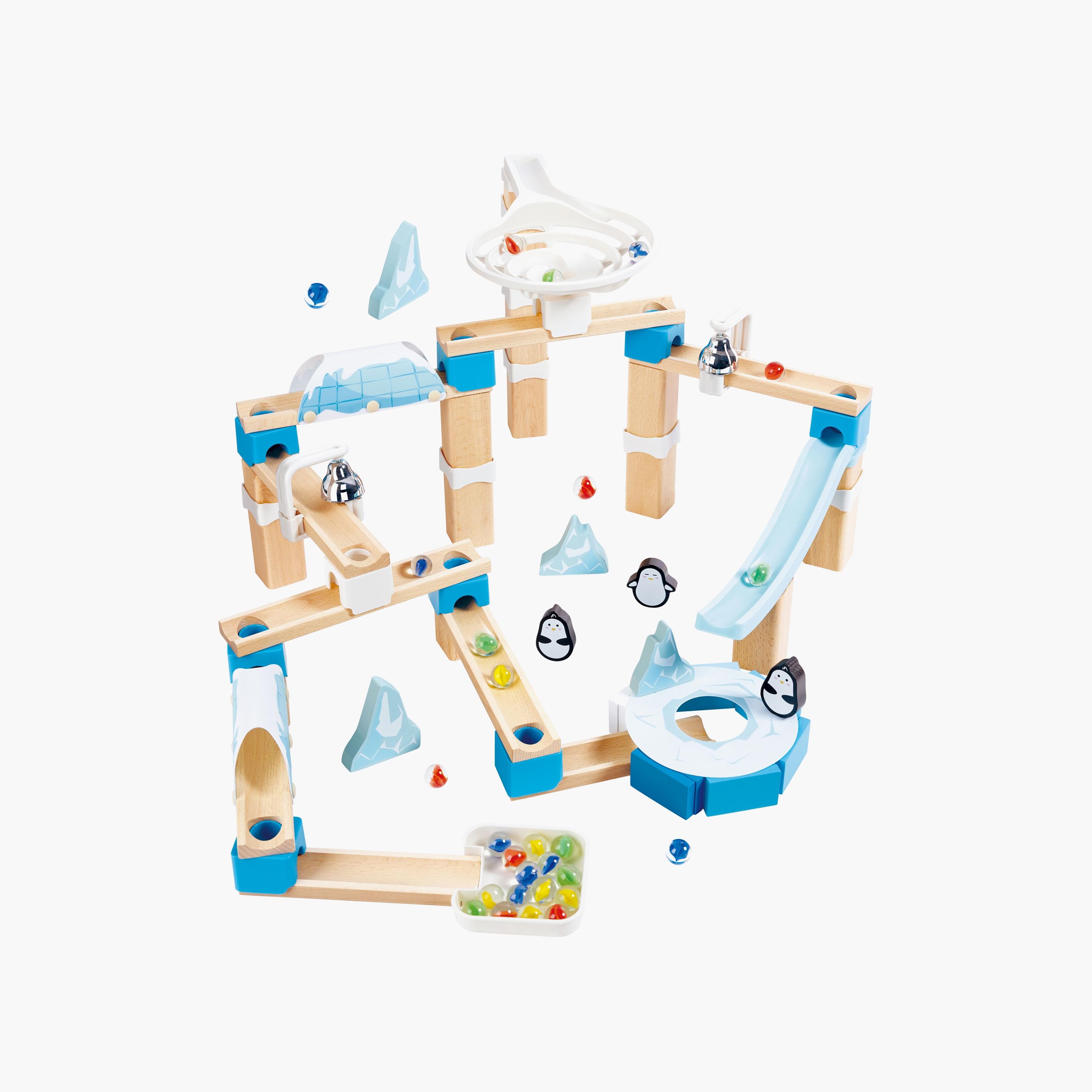 Hape 112-Piece Quadrilla Penguin Playland Marble Run Wooden Toys-toys-buildingblocks-constructionsets-image-1