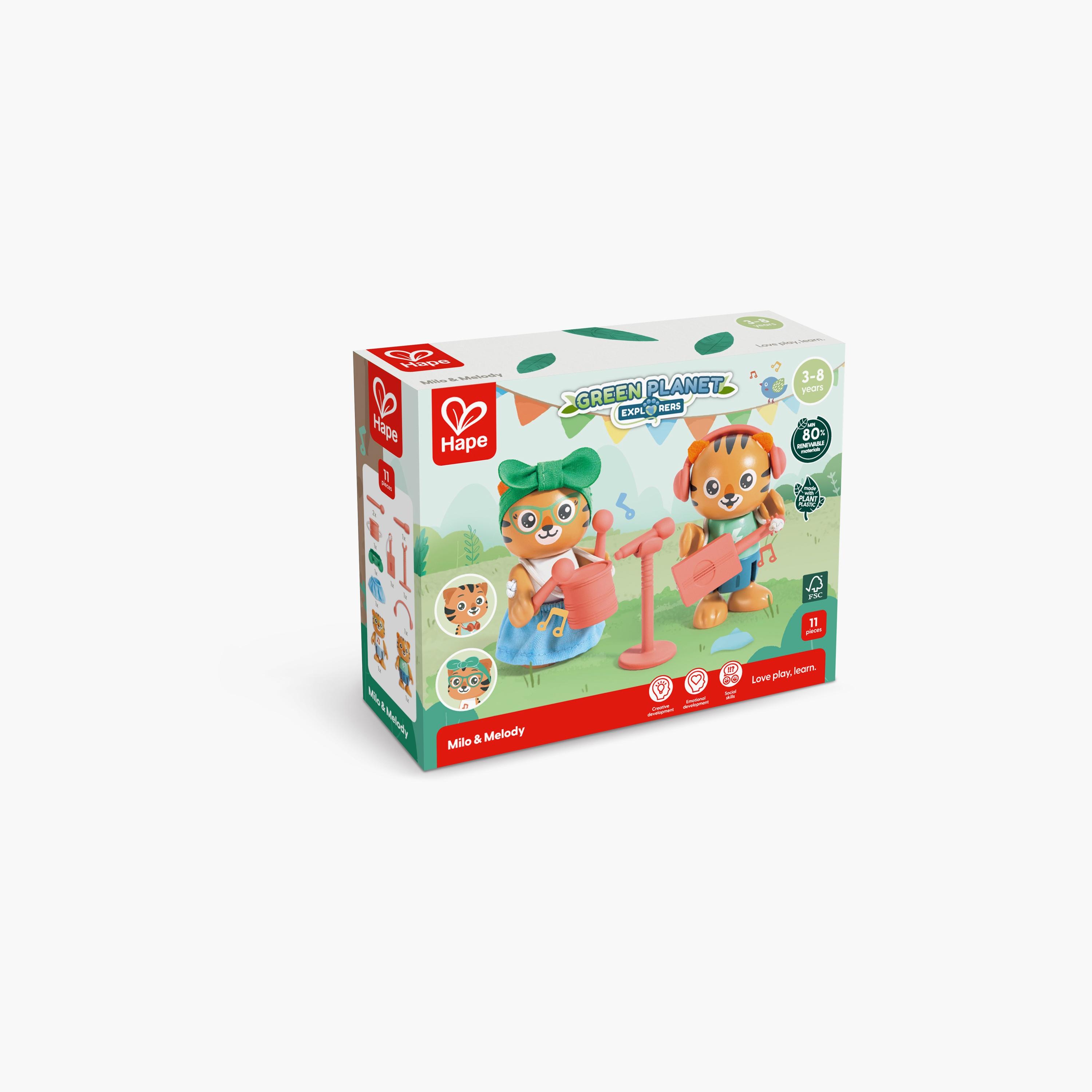 Hape 11-Piece Milo & Melody Tiger Figure Role Play with Accessories-toys-playfigures-actionfigures-image-2