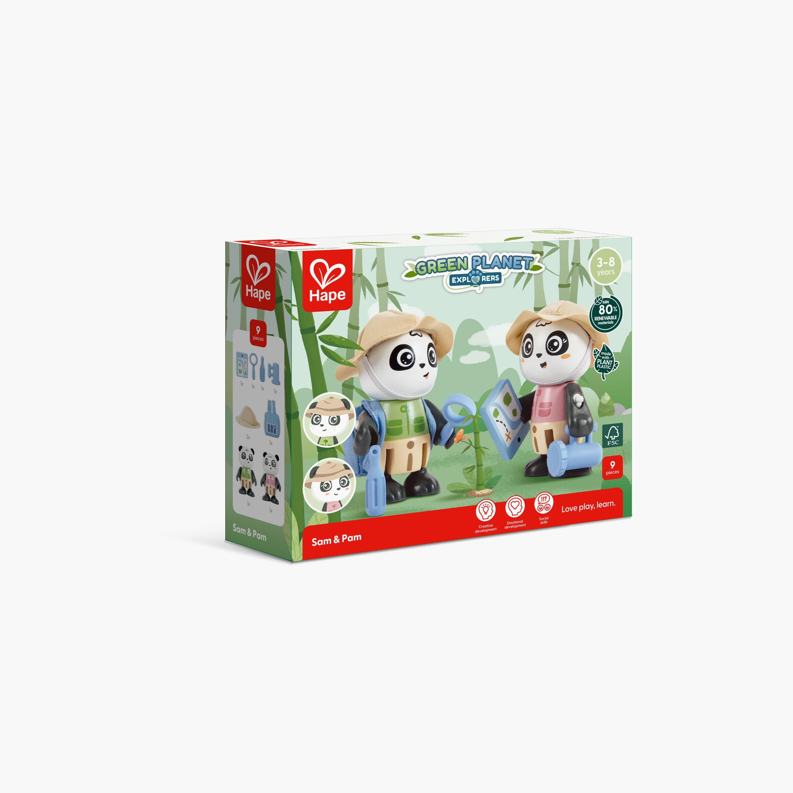 Hape 9-Piece Sam & Pam Panda Figure Role Play with Accessories-toys-playfigures-actionfigures-image-9