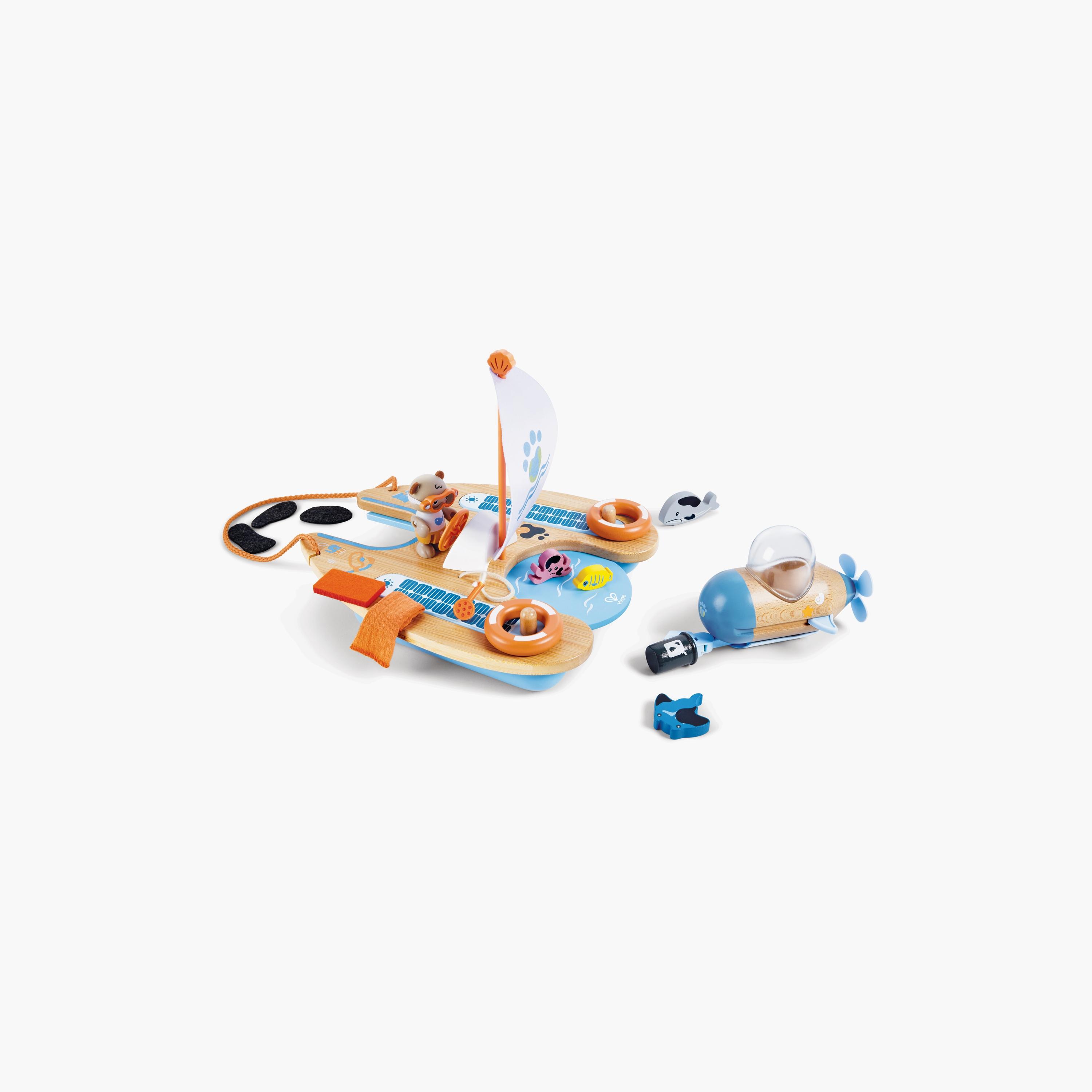 Hape 18-Piece Ben's Eco Catamaran Submarine Pretend Playset-toys-buildingblocks-constructionsets-image-1