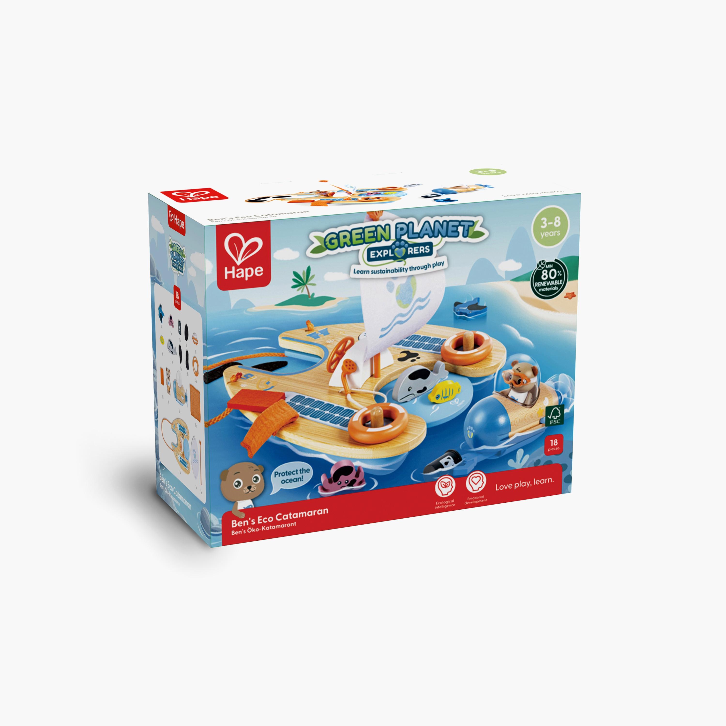 Hape 18-Piece Ben's Eco Catamaran Submarine Pretend Playset-toys-buildingblocks-constructionsets-image-2