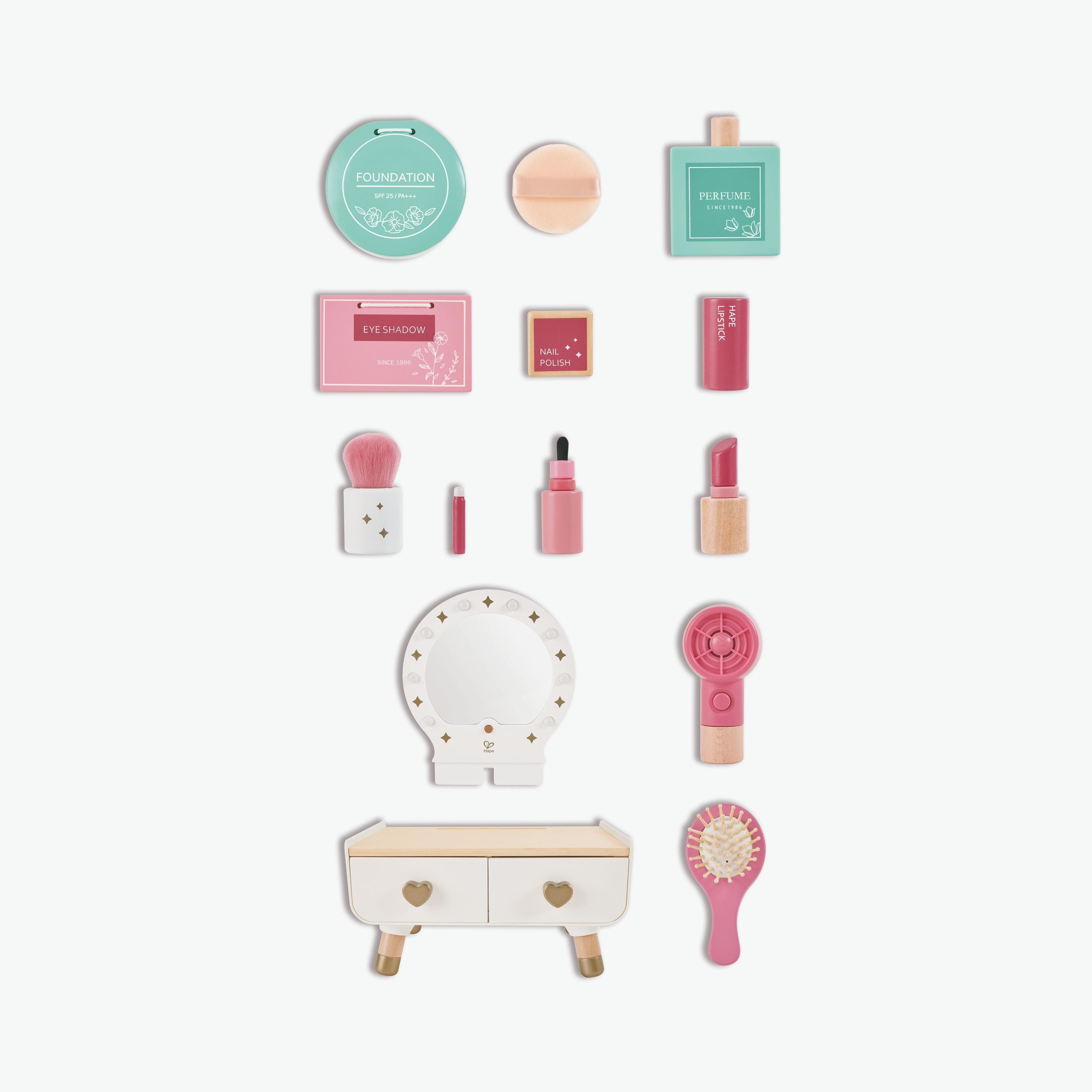 Hape 14-Piece My Stylish Dressing Table Wooden Vanity for Girls-toys-roleplay-makeupandcosmeticsets-image-4