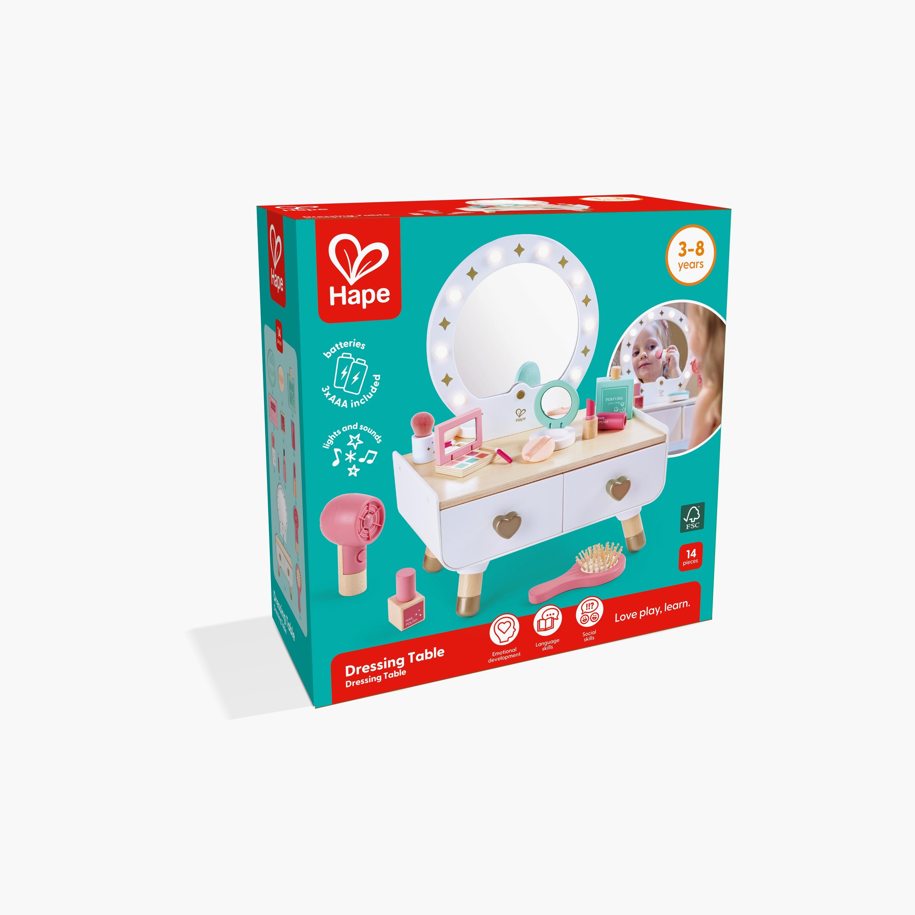 Hape 14-Piece My Stylish Dressing Table Wooden Vanity for Girls-toys-roleplay-makeupandcosmeticsets-image-8